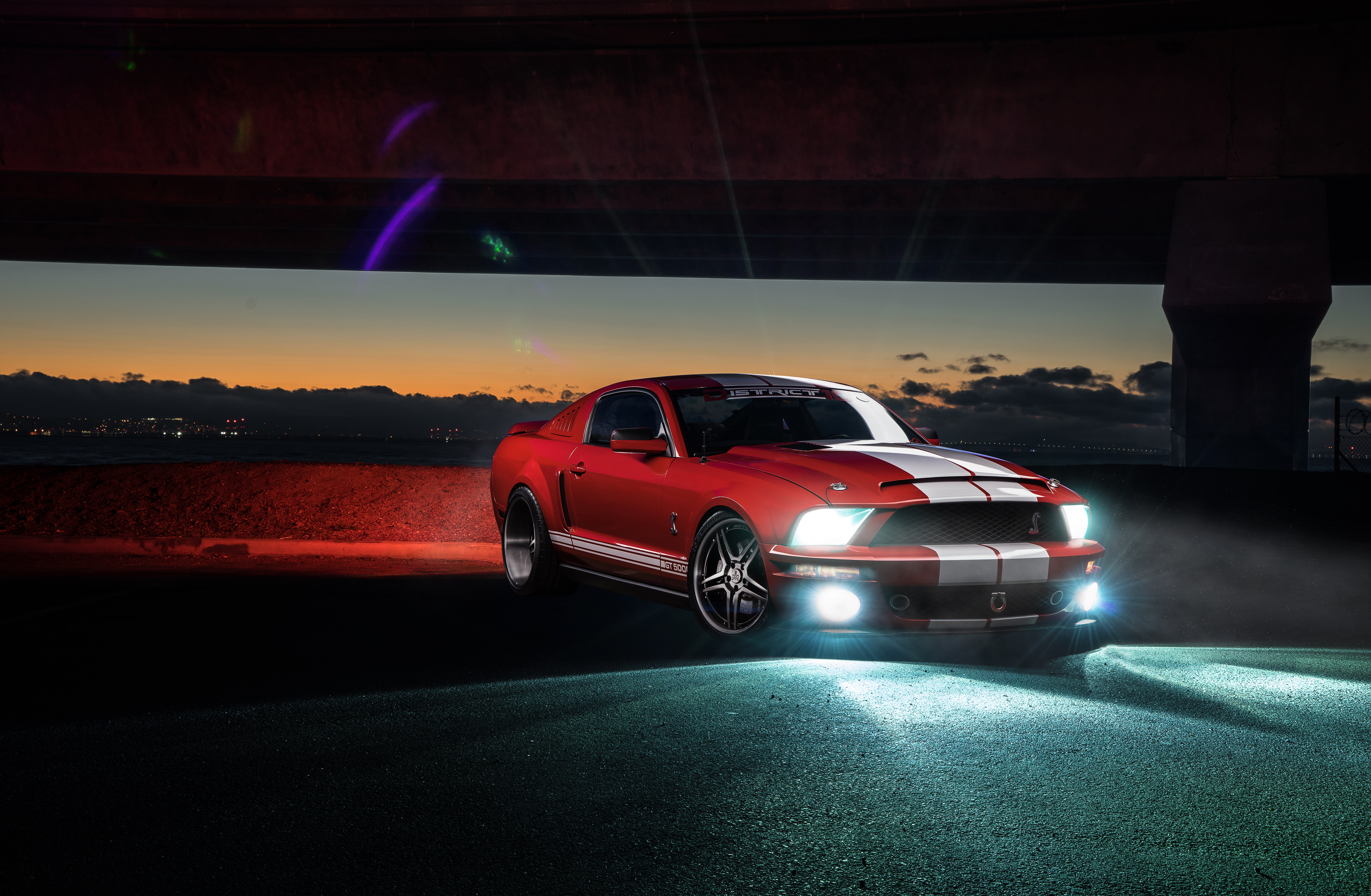 Muscle, Sunset, Sky, GT500, Collection, Red, Light, Car, Aristo, Shelby, Ford, Front, Mustang, 5K, HD Wallpaper