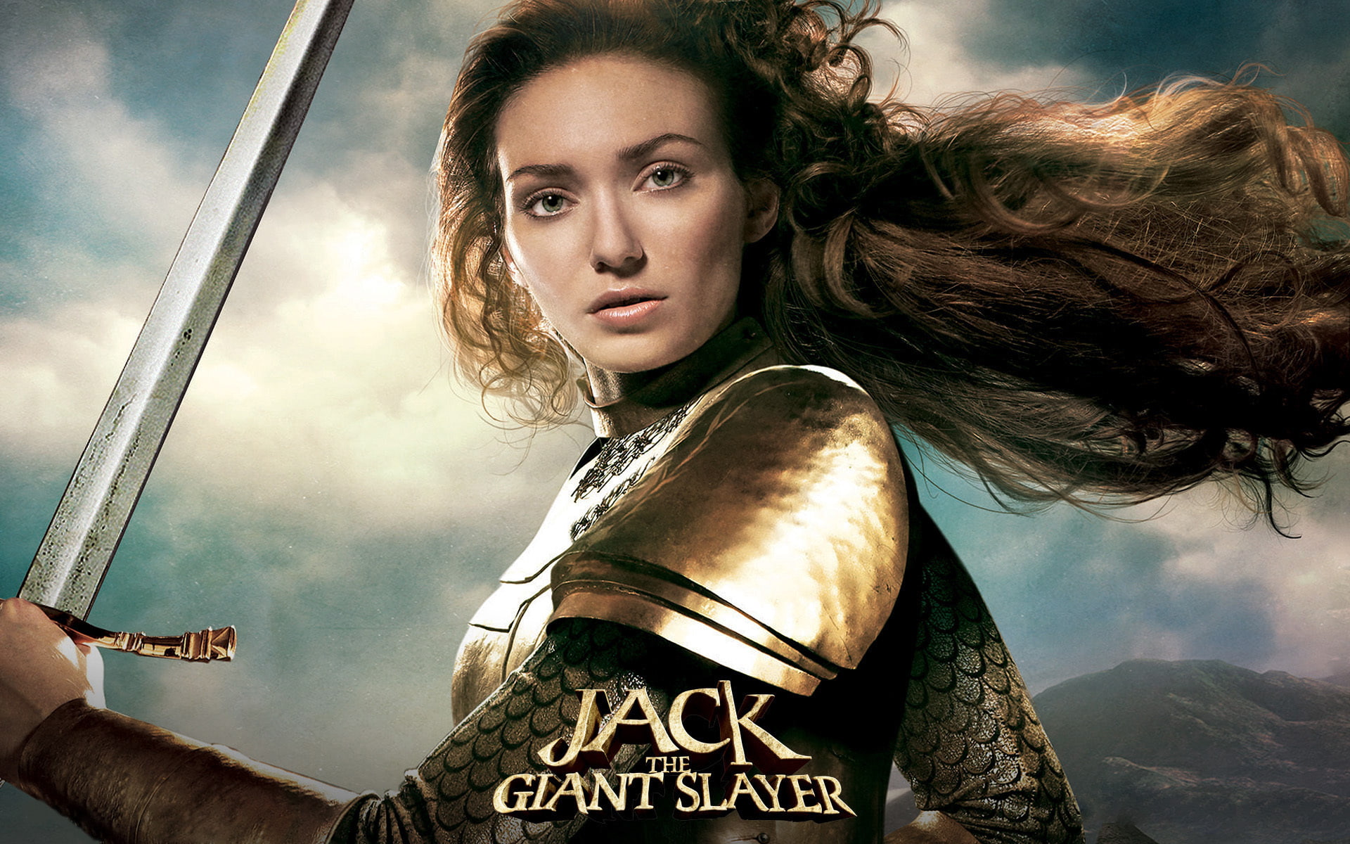 haired, brown, 1080P, giant, slayer, movies, jack, girls, hair, armor, glance, HD Wallpaper