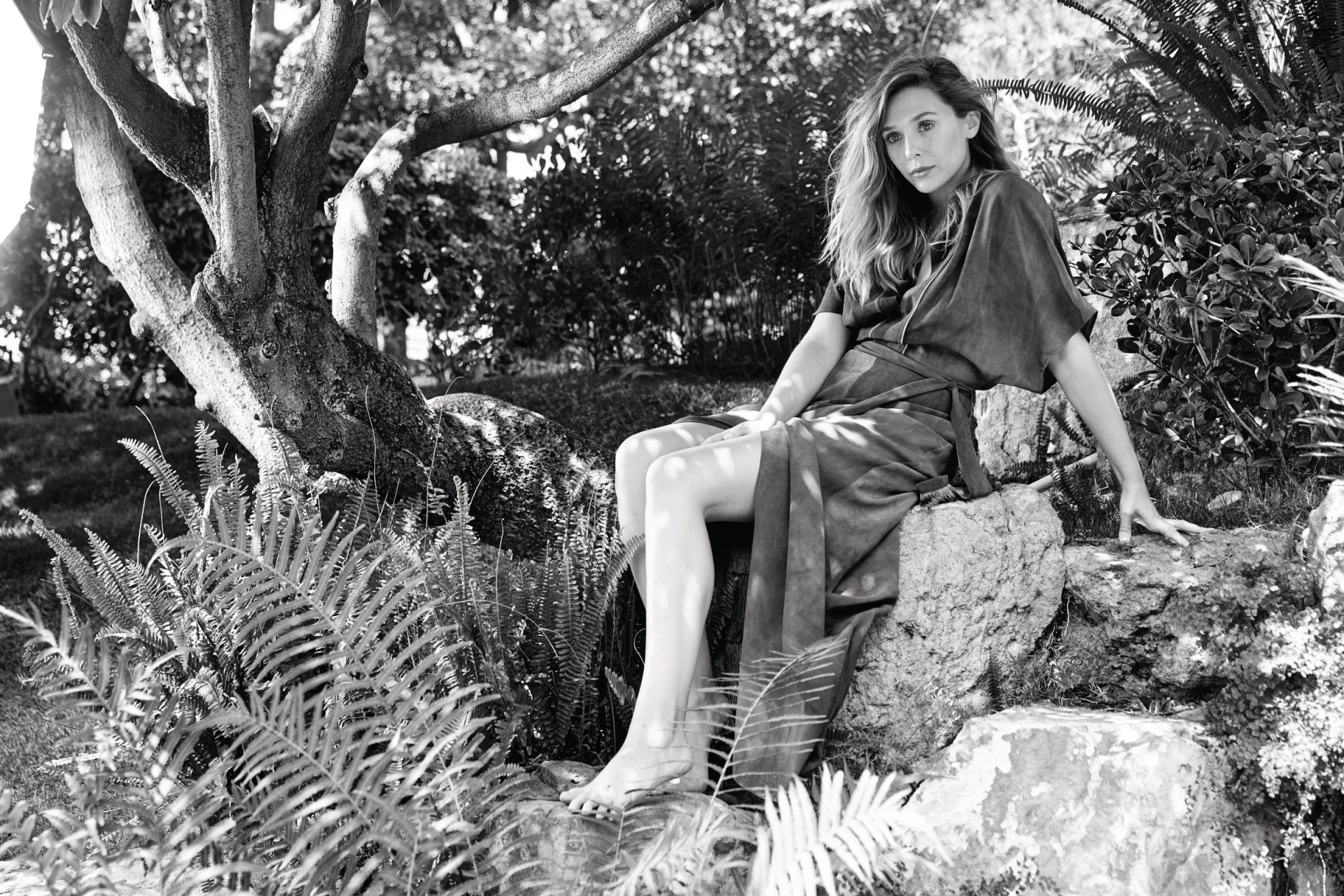 Monochrome, Black and White, Actresses, 1080P, Elizabeth Olsen, HD Wallpaper