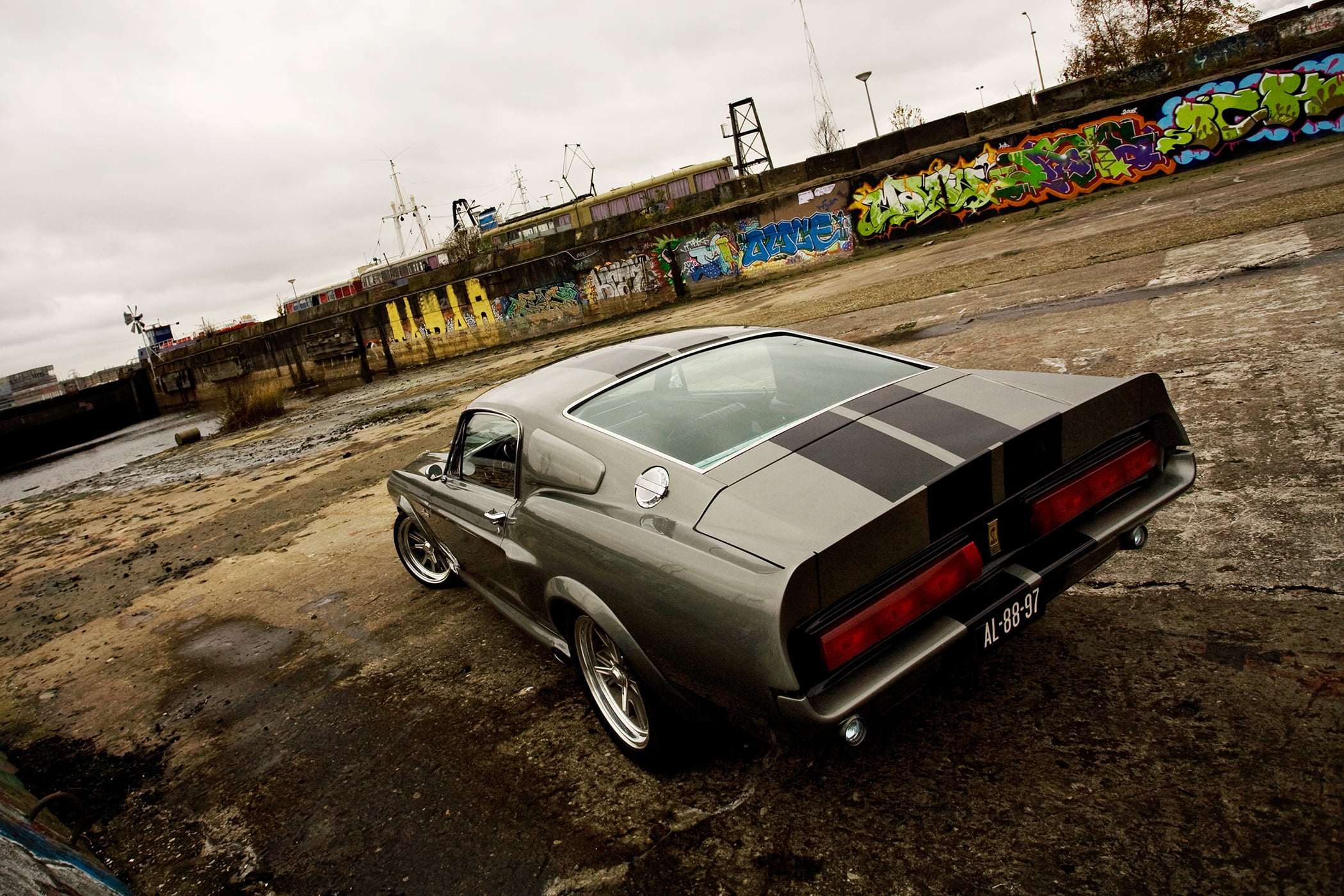 mode of transportation, road, sky, bridge - man made structure, coupe, land Vehicle, abandoned, metal, built structure, wheel, gray, 1080P, obsolete, day, HD Wallpaper