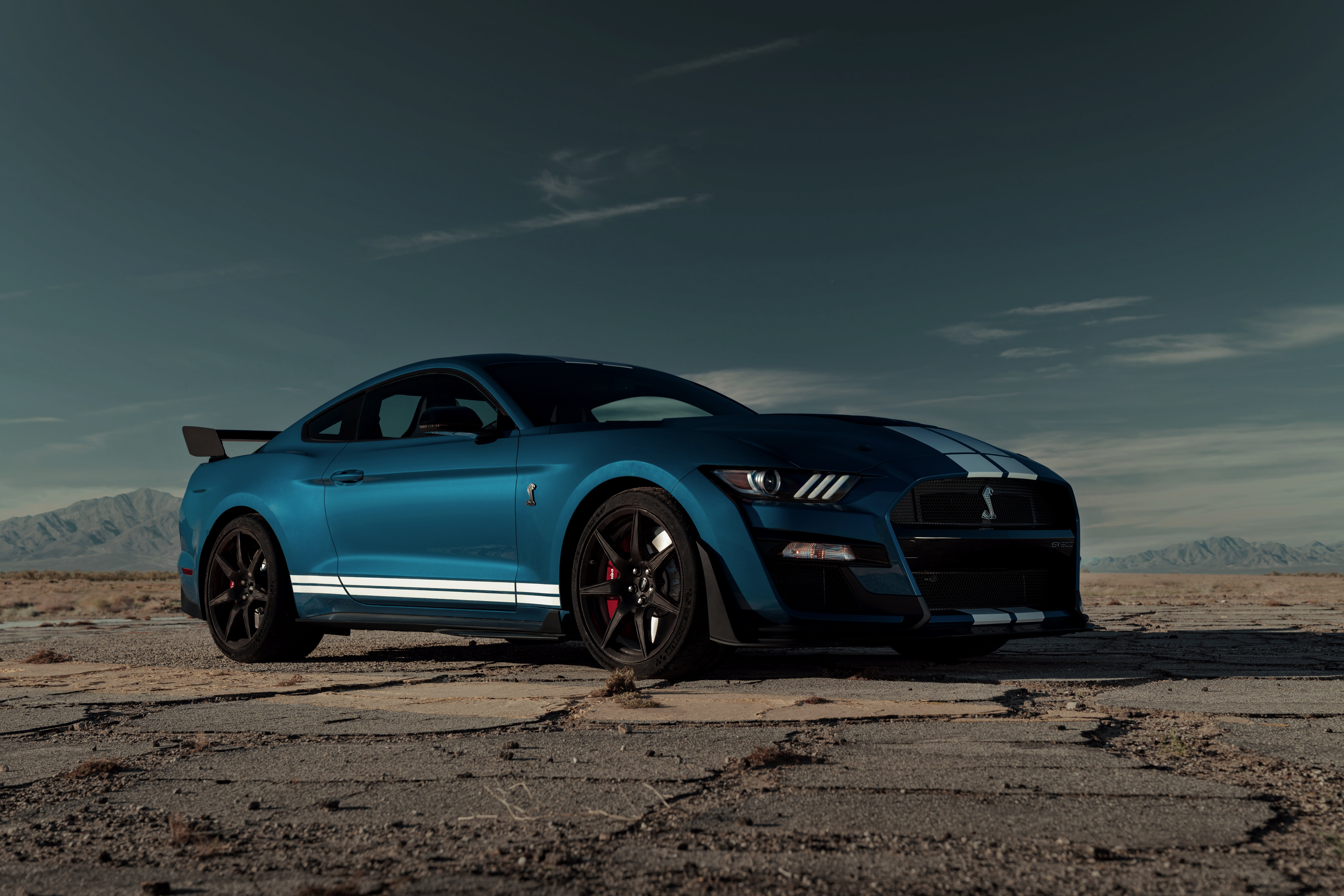 Ford, blue, Mustang, GT500, plain, Shelby, 2019, 8K, HD Wallpaper