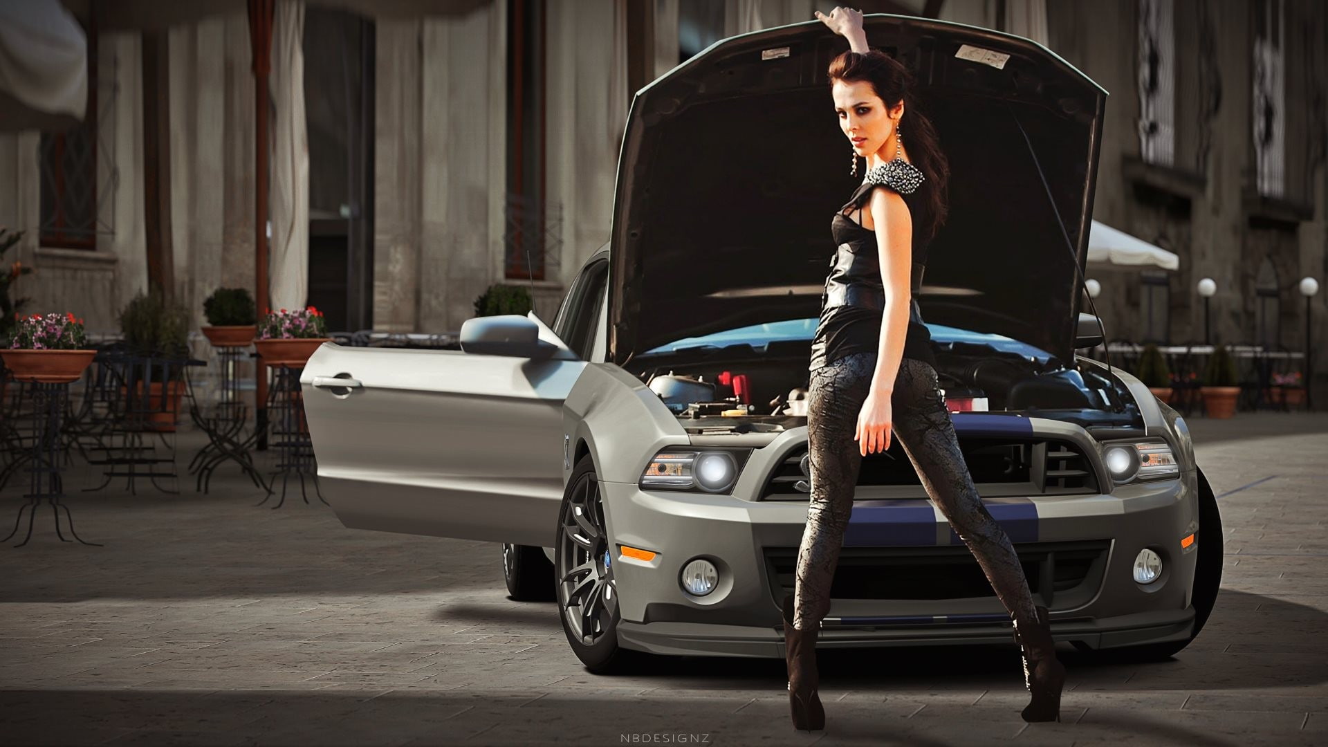 1080P, women, Shelby GT500 Super Snake, women with cars, Sati Kazanova, car, HD Wallpaper