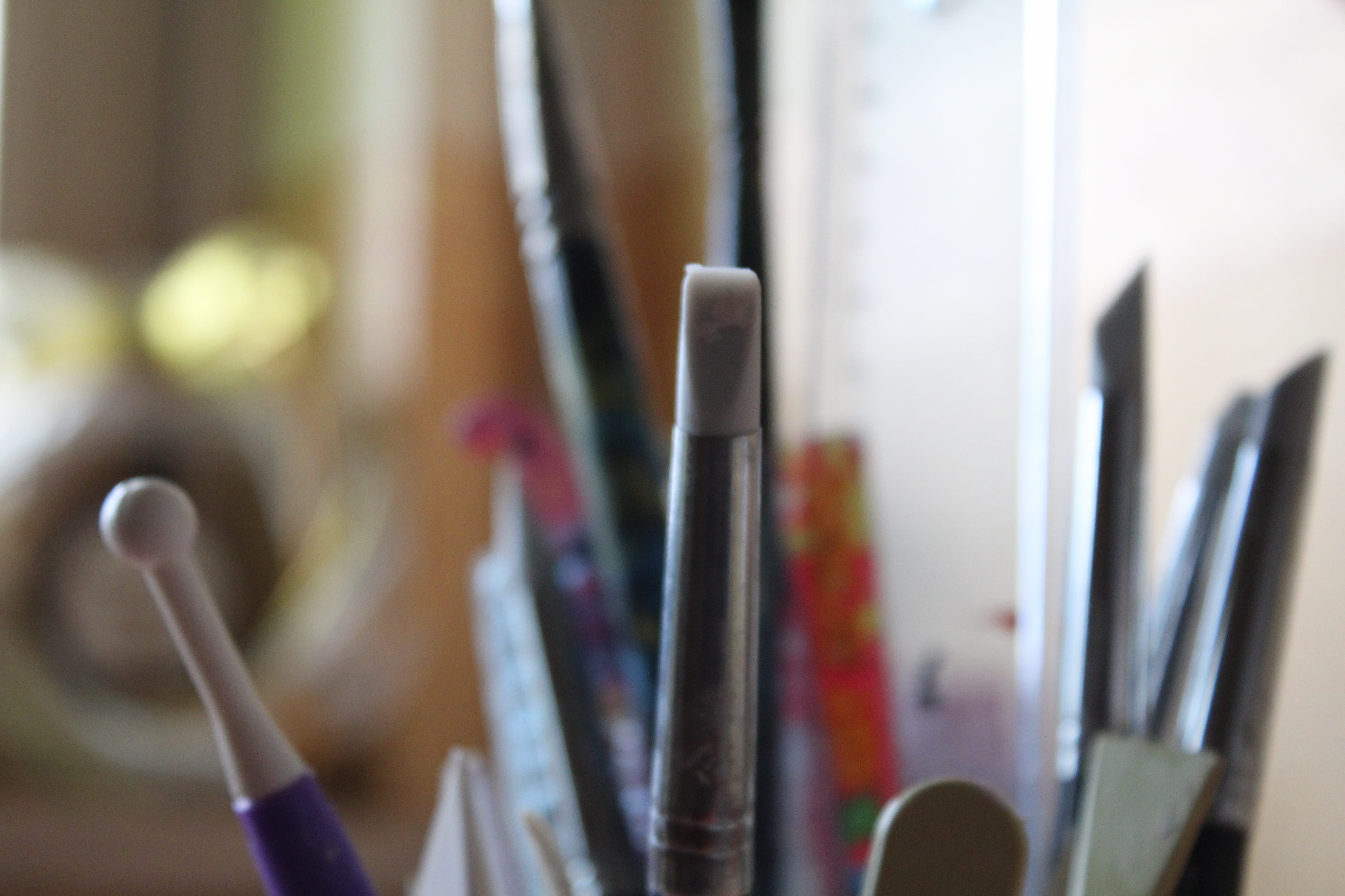 wand, day, indoors, creativity, screwdriver, tool, bottle, brush, multi colored, selective focus, choice, focus on foreground, marker, face makeup, mascara, HD Wallpaper