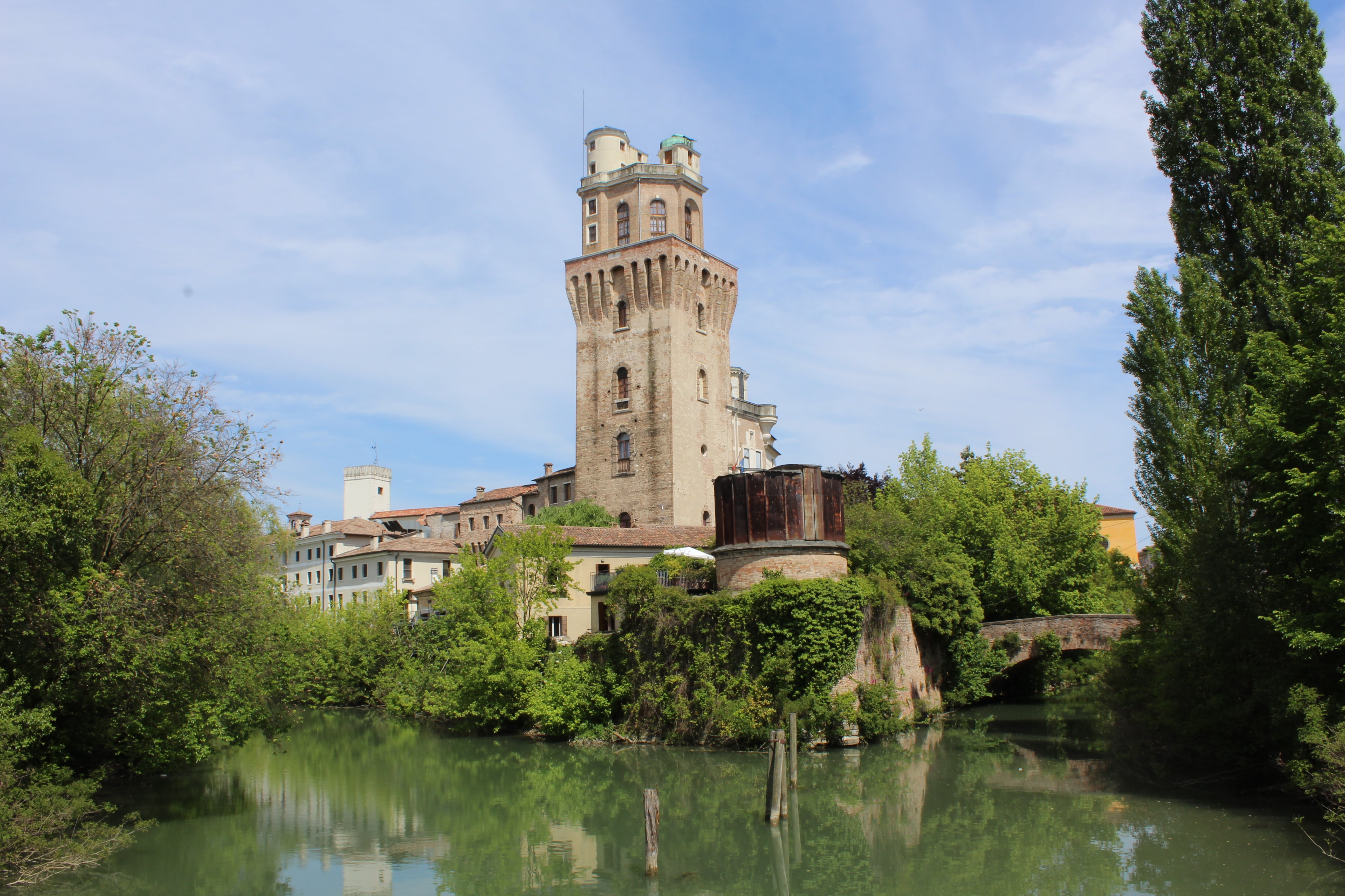 observatory, tree, no people, the past, tower, reflection, plant, lake, cloud - sky, architecture, water, waterfront, day, padova, building exterior, veneto, HD Wallpaper