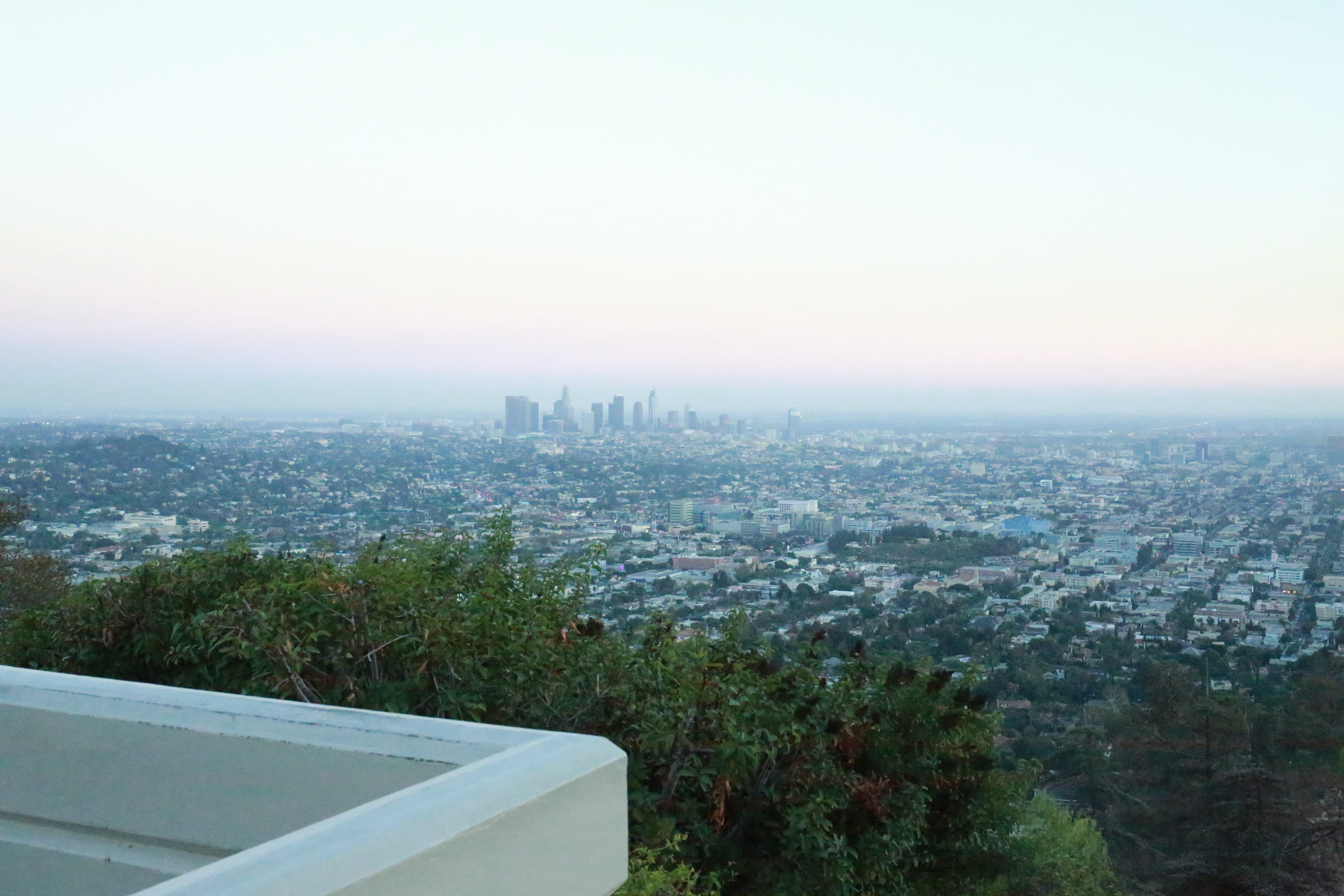 residential district, 5K, office building exterior, trail, plant, griffith observatory, sky, fog, no people, trees, tree, beautiful, sunset, modern, skyline, HD Wallpaper