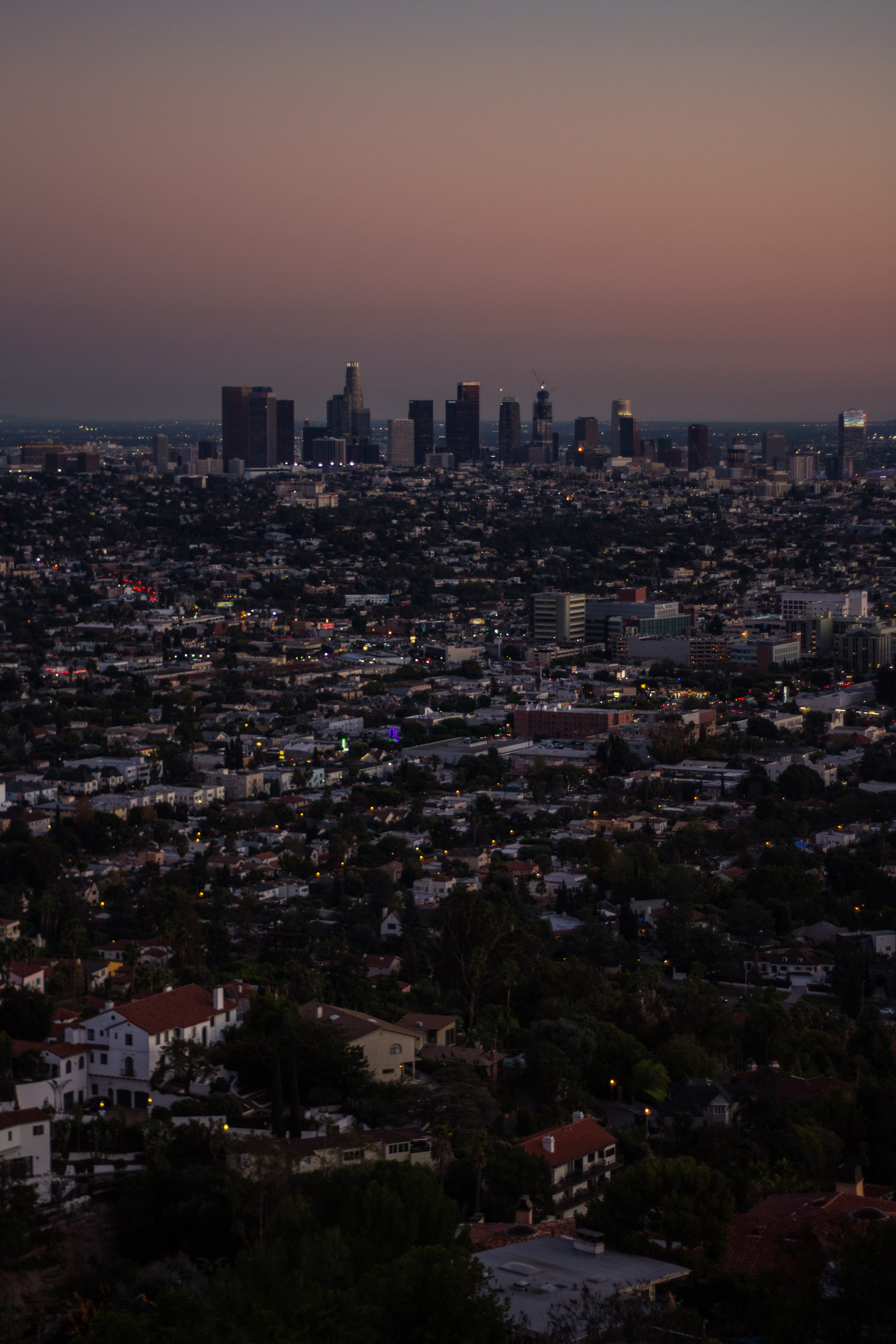 los angeles, nature, building, high angle view, sky, crowd, building exterior, dusk, outdoors, sunset, city, dark, griffith, landscape, office building exterior, Phone HD Wallpaper