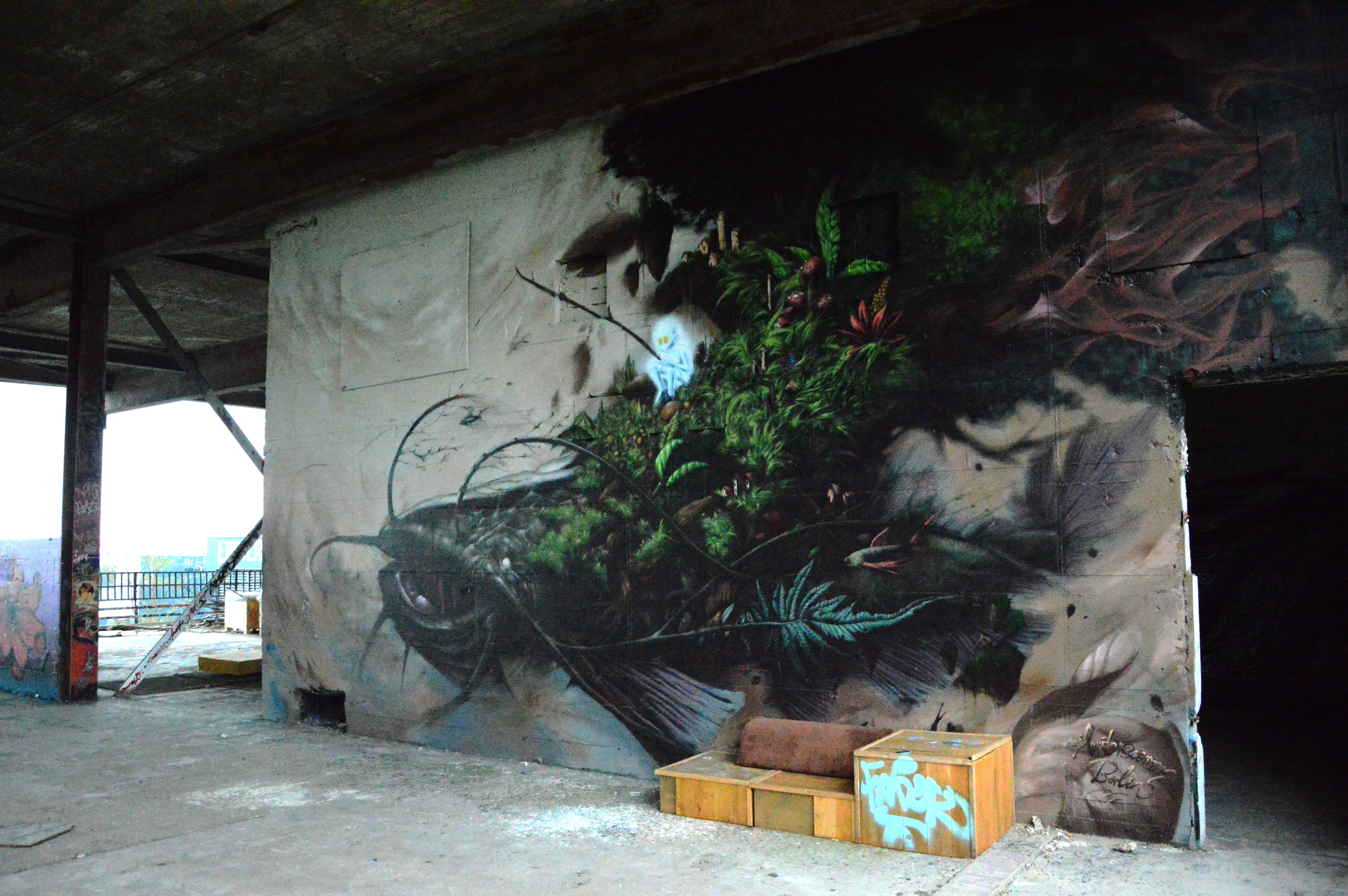teufelsberg, wood - material, box, berlin, devils mountain, seat, indoors, no people, radar, street art, spy station, abandoned building, potted plant, HD Wallpaper