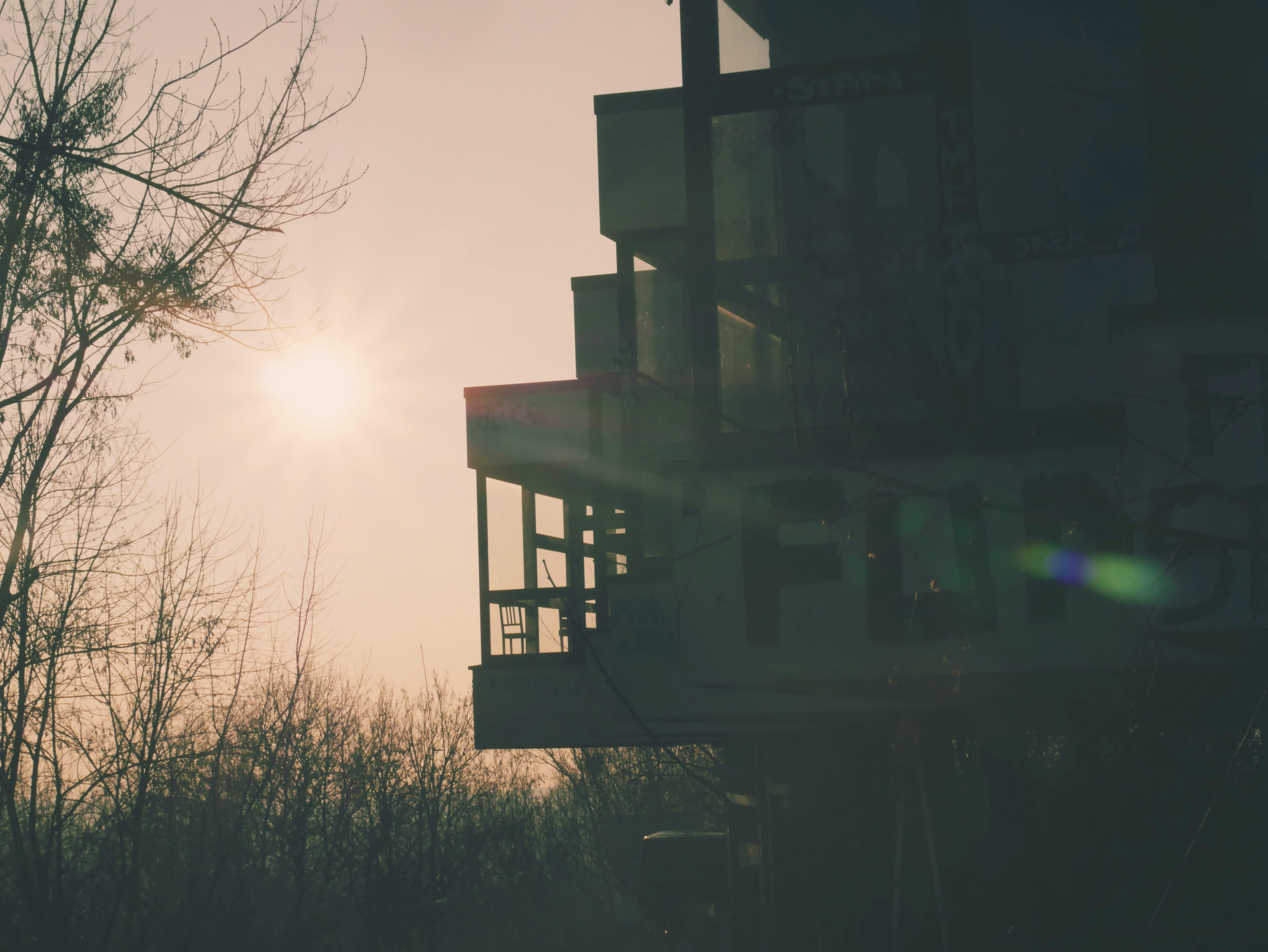 city, built structure, bare tree, plant, building, berlin, lens flare, sunset, germany, sunbeam, outdoors, sunlight, sun, tree, orange color, building exterior, HD Wallpaper