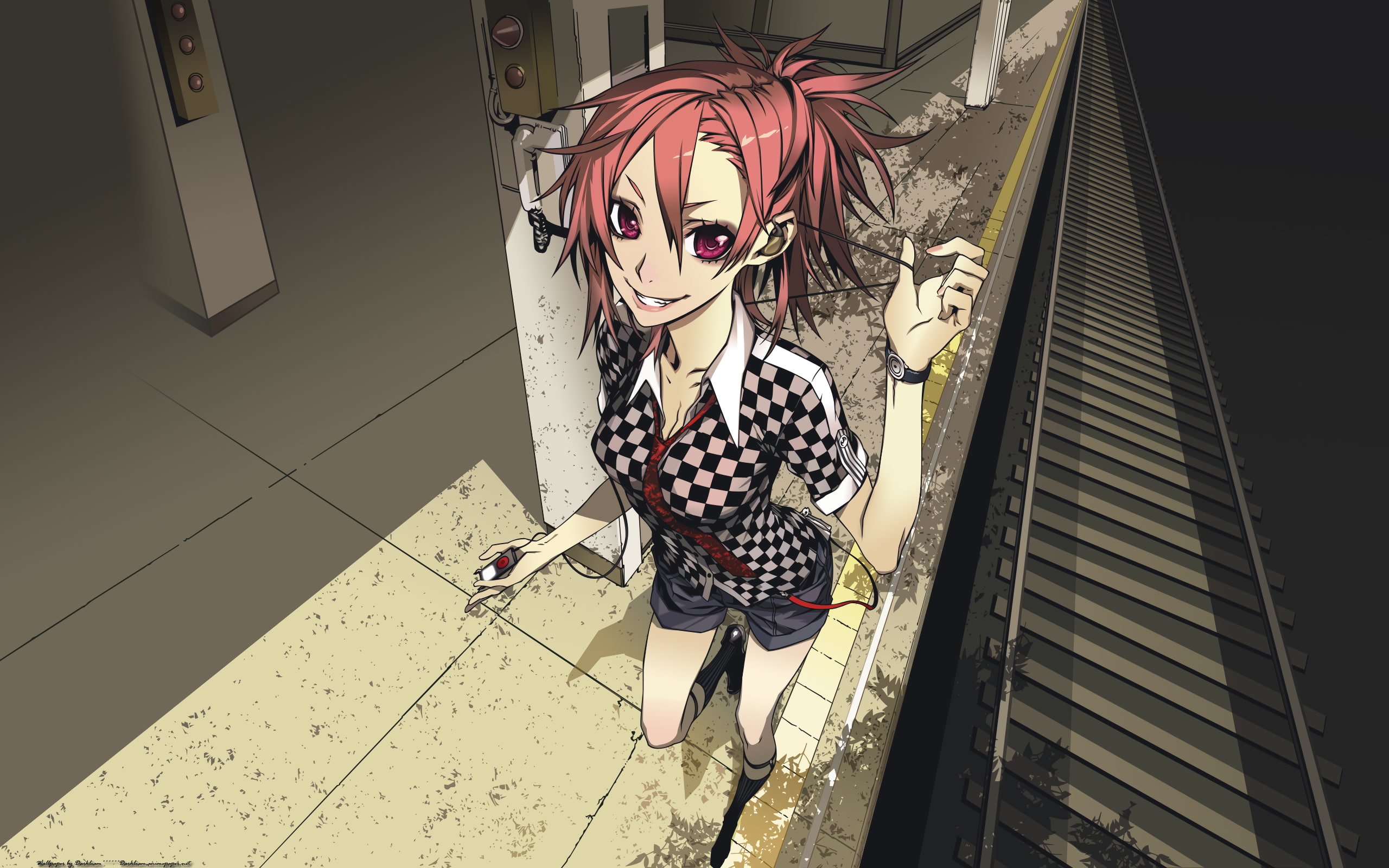 tie, headphones, 2K, miwa, redheads, shirow, HD Wallpaper