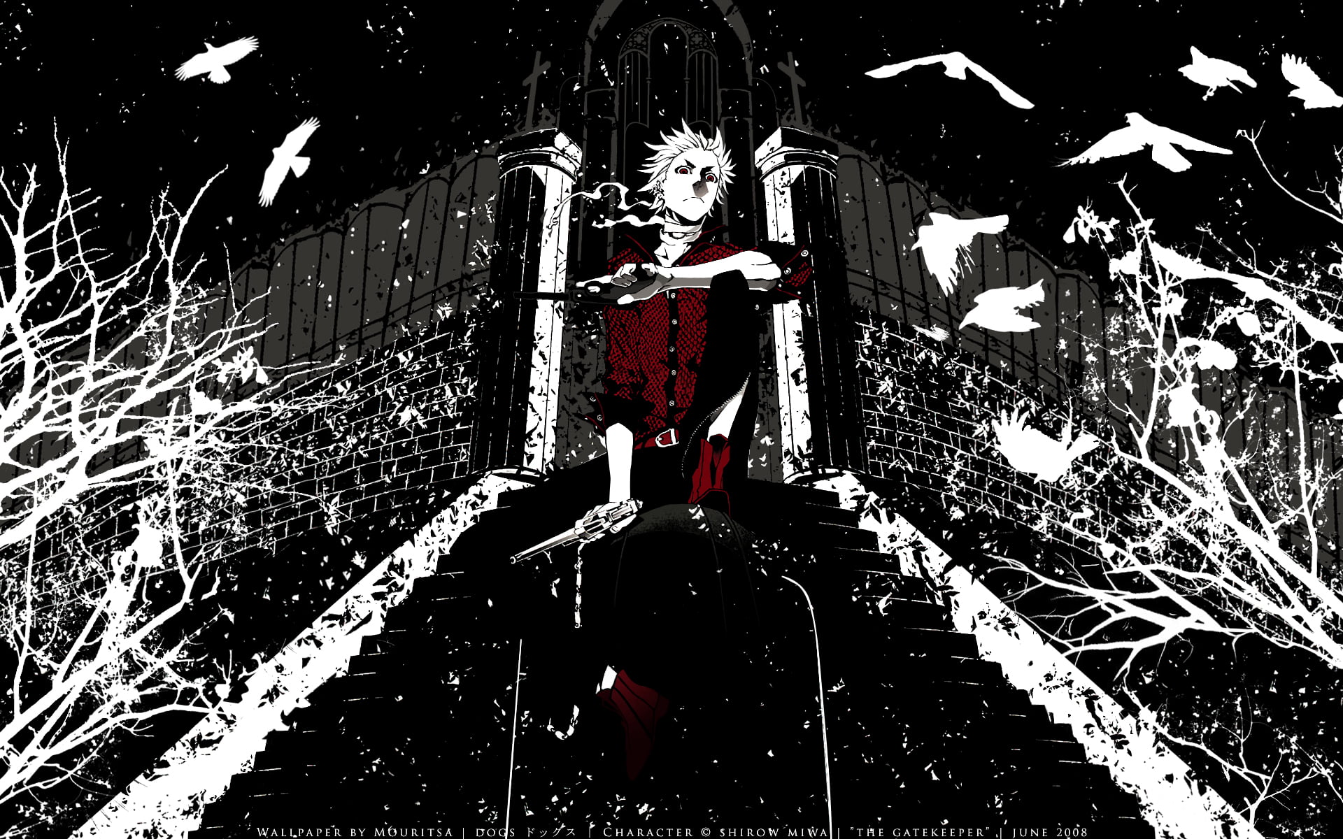 bullets, digital composite, illuminated, celebration, gun, real people, standing, architecture, carnage, haine, miwa, christmas, front view, shirow, representation, HD Wallpaper