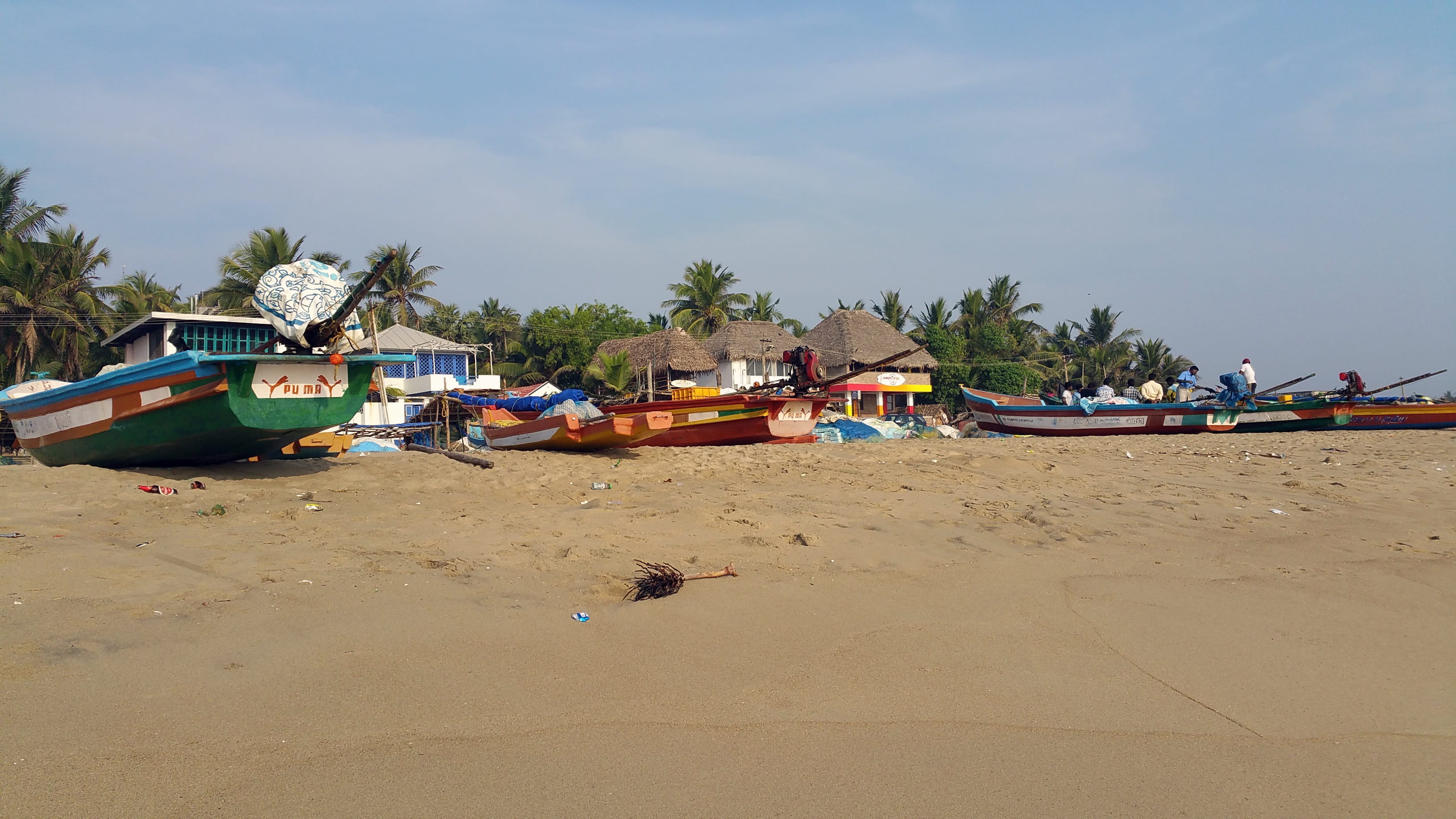 land, Boats, vacations, cloud - sky, plant, no people, architecture, India, sky, day, travel, transportation, Beach, Pondicherry, nautical vessel, nature, HD Wallpaper