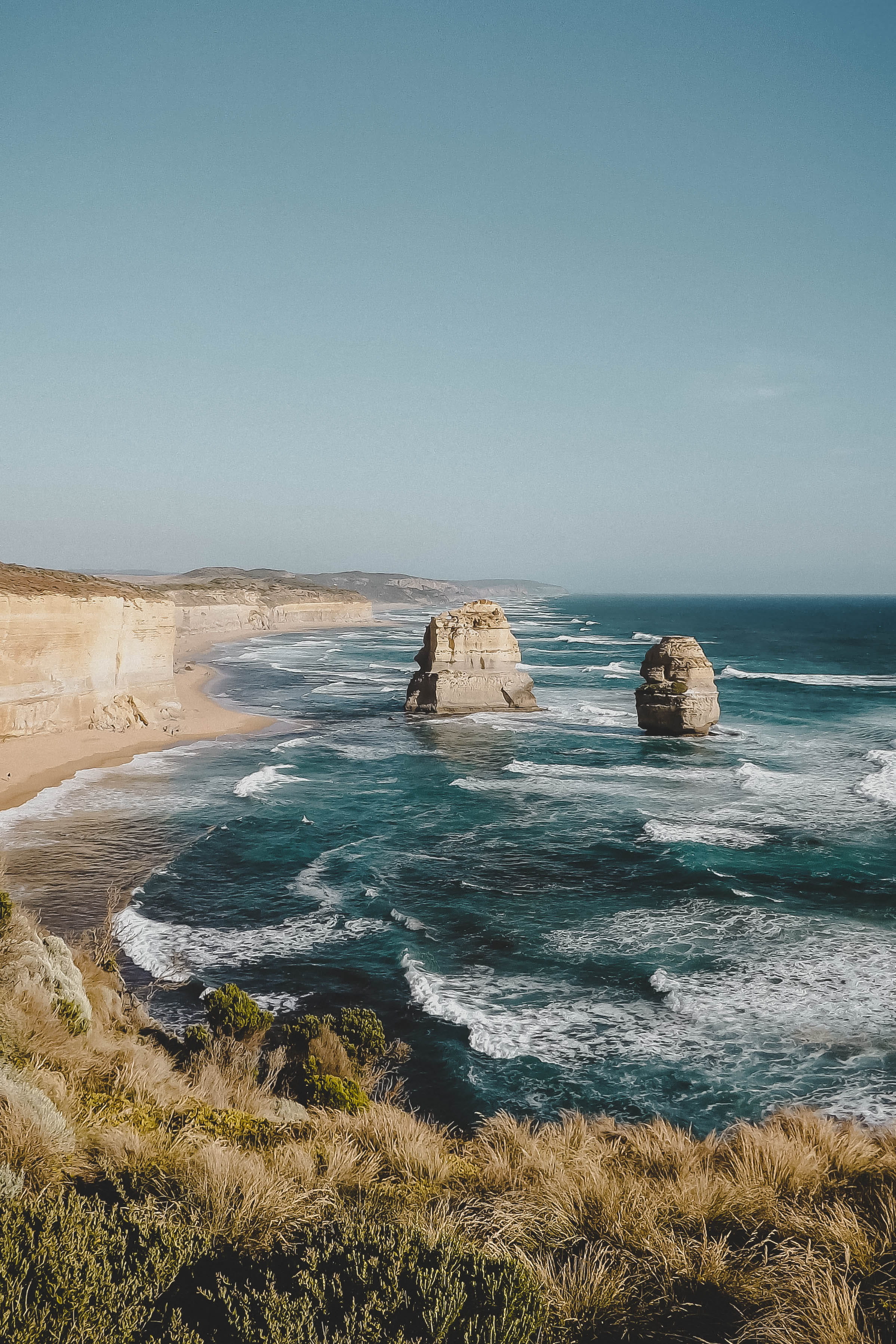 rock, stack rock, nature, no people, twelve apostles, 12 apostles, rock formation, australia, summer, outdoors, sea, solid, water, horizon over water, tranquil scene, Phone HD Wallpaper