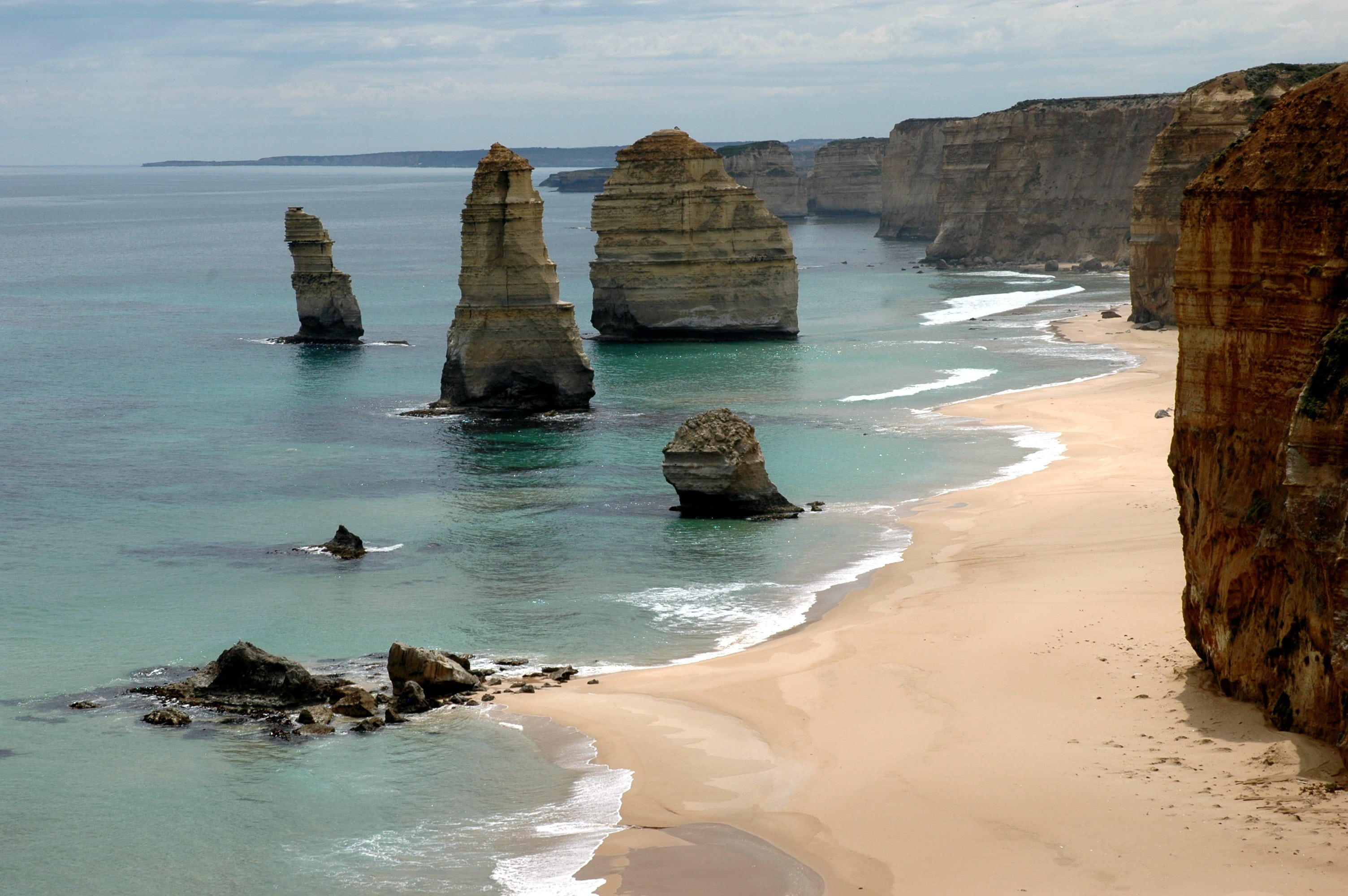 2K, land, atlantic Ocean, coastline, victoria australia, rocks, beach, scenics, water, stack rock, tranquil scene, melbourne - Australia, cliff, nature, HD Wallpaper