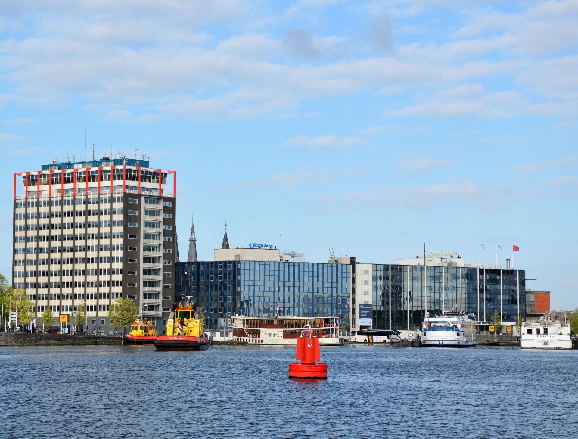 water, river ij, industry, harbor, center, urban Scene, red, city view, sky, no people, building exterior, amsterdam, nautical Vessel, nature, mode of transportation, HD Wallpaper