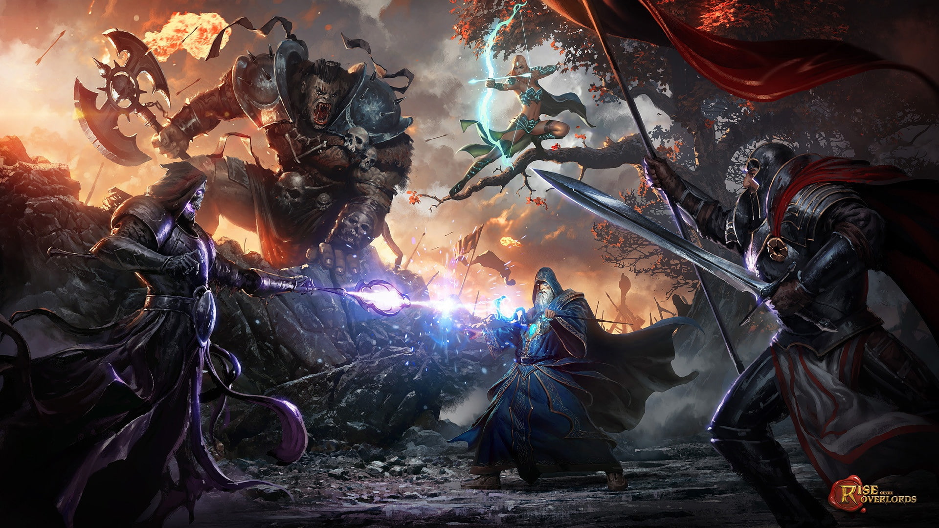 fantasy, the game, magic, battle, Greg Rutkowski, heroes, Rise of the Overlords, 1080P, HD Wallpaper