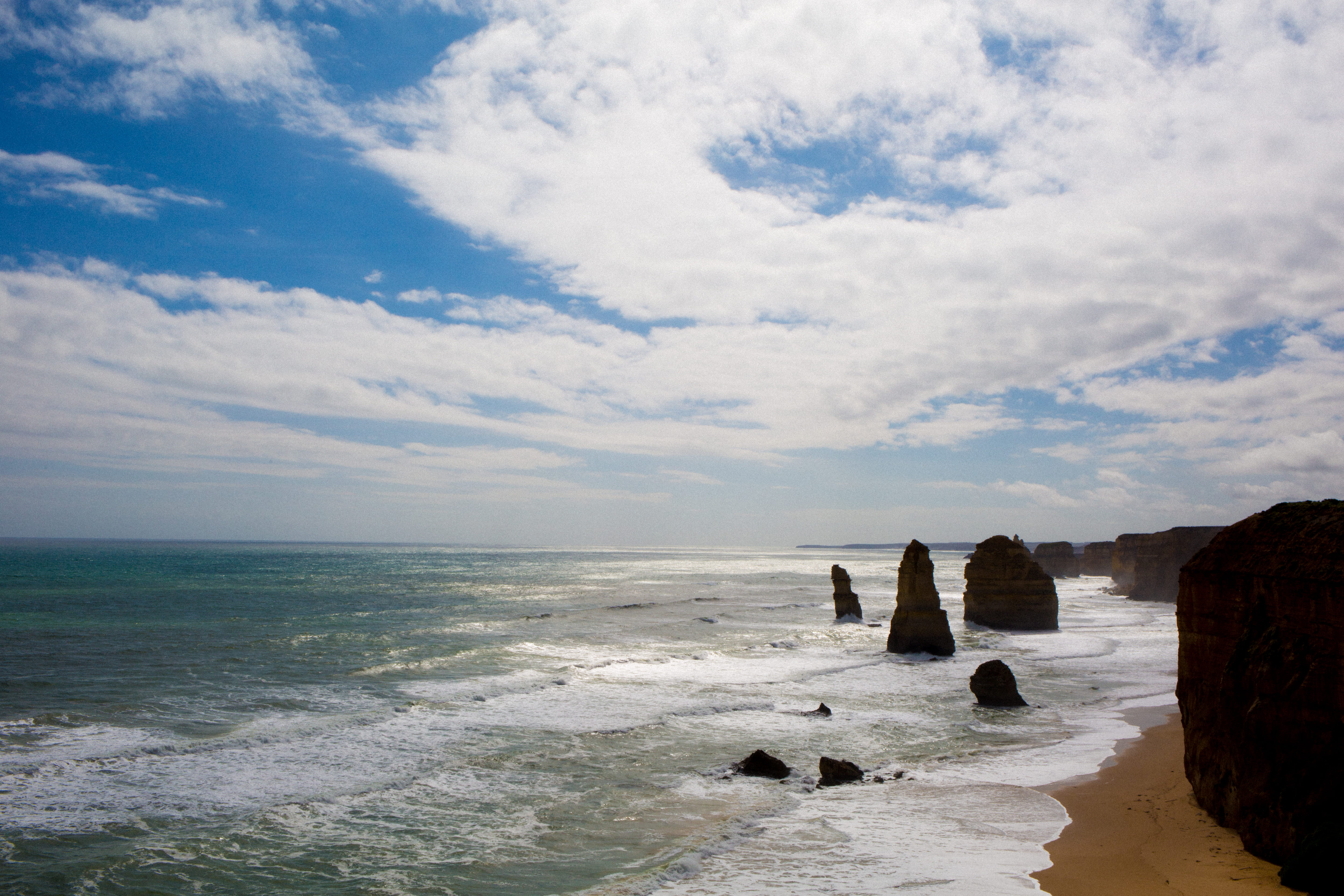 motion, 12, sky, beauty in nature, cliff, scenics - nature, tranquil scene, rock, land, wave, tranquility, cloud - sky, water, ocean, twelve apostles, nature, HD Wallpaper