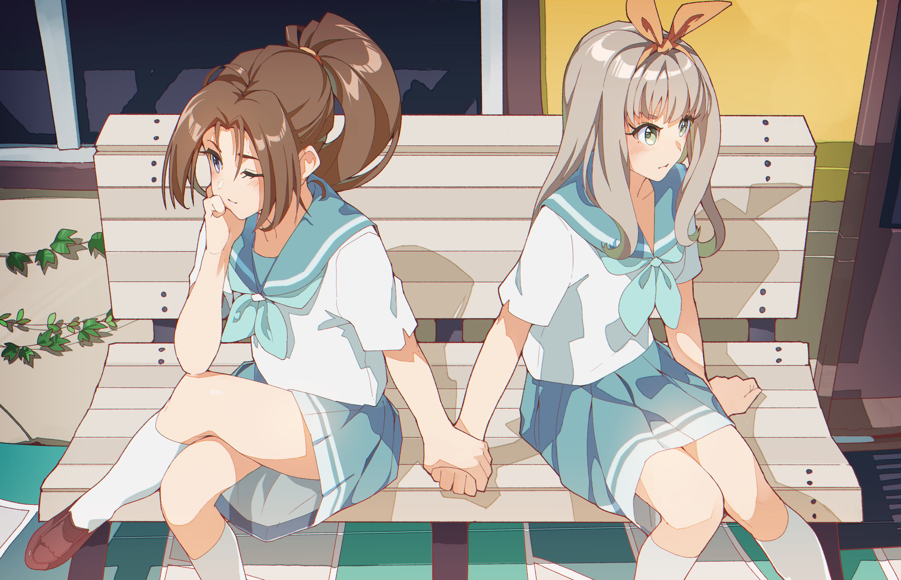 Hibike! Euphonium, anime, holding hands, anime girls, 2K, HD Wallpaper