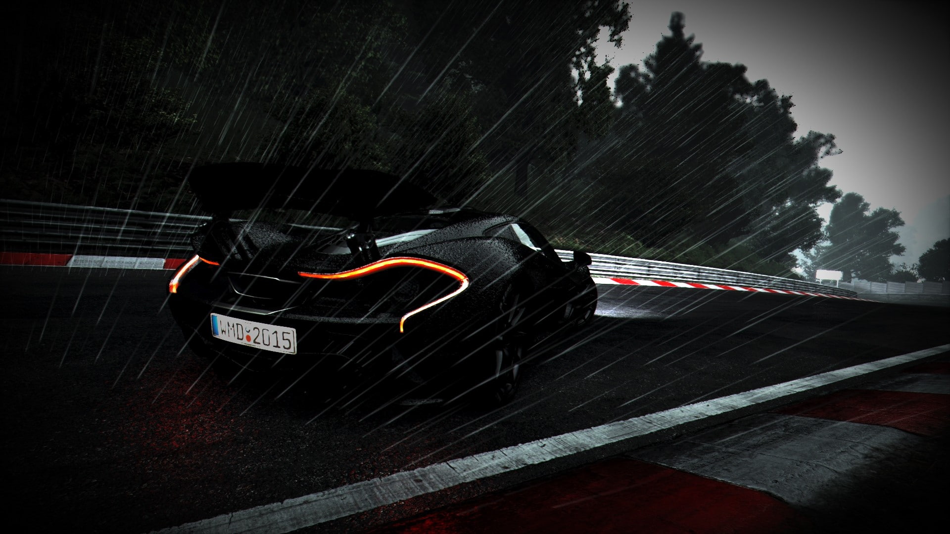 building exterior, illuminated, outdoors, nature, rain, warning sign, blurred motion, 1080P, no people, car, McLaren, night, transportation, motion, long exposure, HD Wallpaper