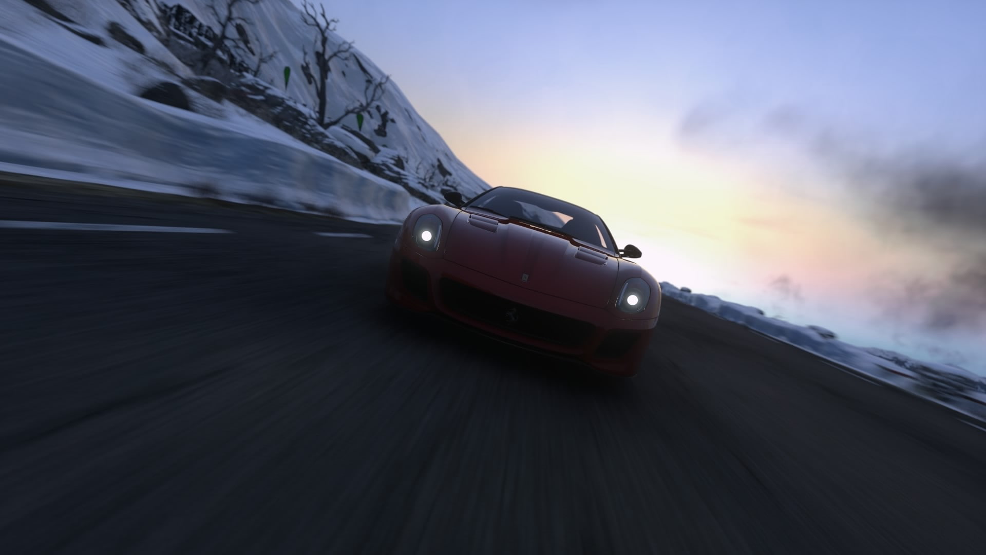 motor vehicle, outdoors, mode of transportation, blurred motion, no people, motion, nature, video games, sunset, road, land vehicle, sky, Driveclub, travel, HD Wallpaper