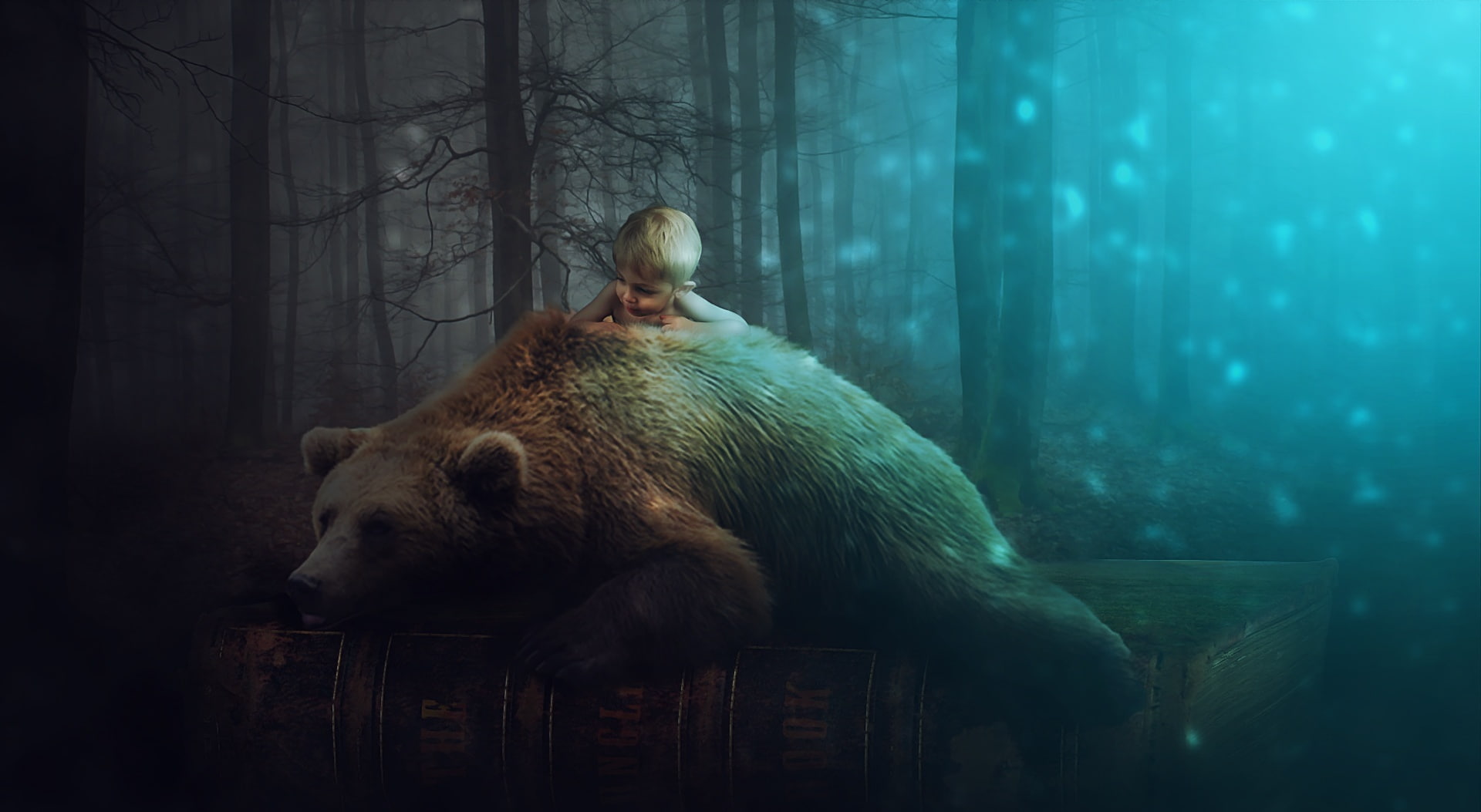 savarkundla, animal wildlife, one animal, creativity, tree trunk, nakrani, mammal, boy, jungle, nature, parimal, plant, 1080P, tree, brown, bear, forest, HD Wallpaper