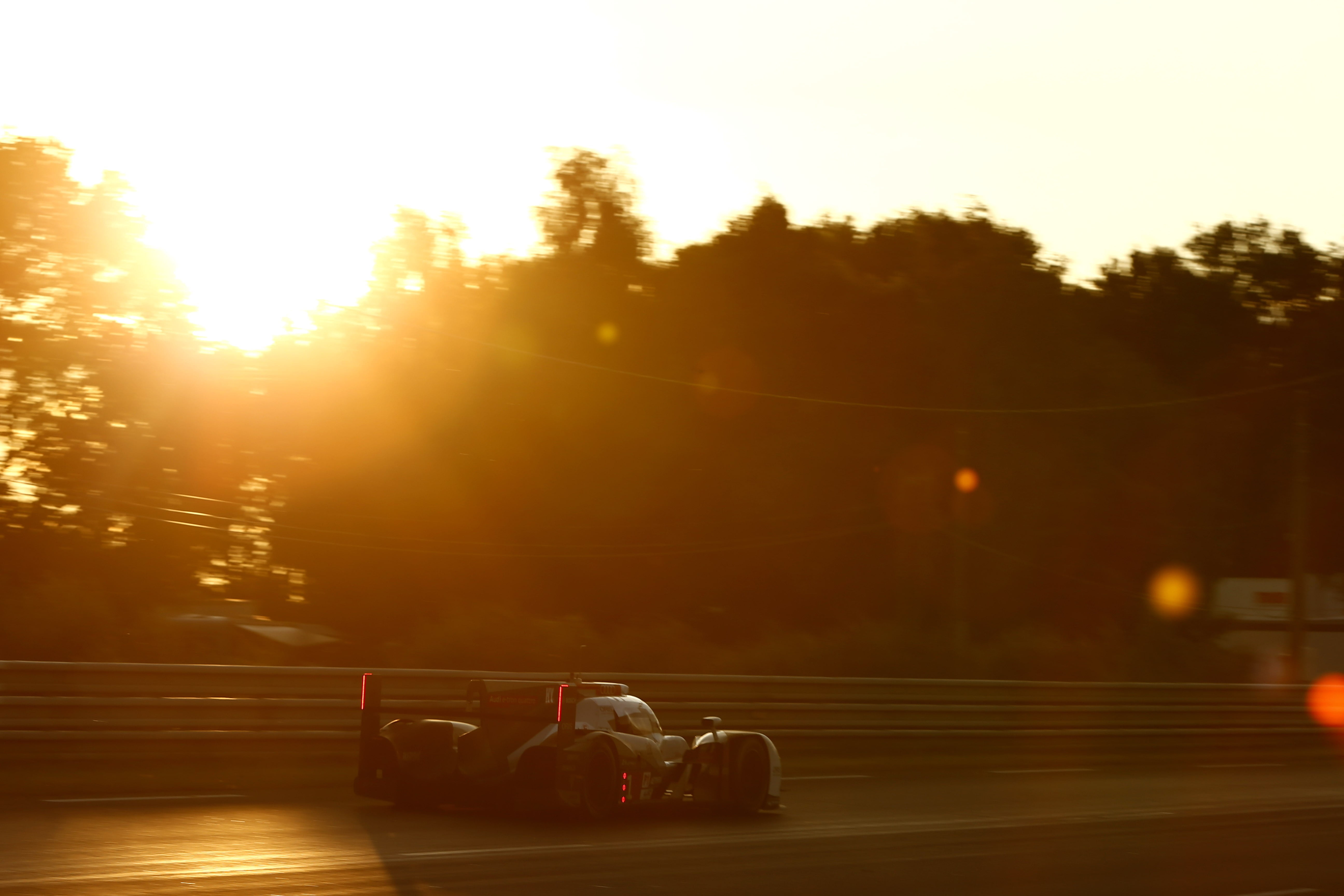 sunset, lens flare, city, race tracks, crash barrier, car, bright, road, no people, land vehicle, motion, street, plant, sky, transportation, mode of transportation, HD Wallpaper
