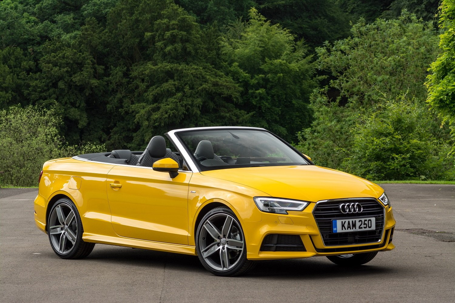 (a3), audi, uk-spec, 2016, yellow, cars, tfsi, cabriolet, 720P, s-line, HD Wallpaper