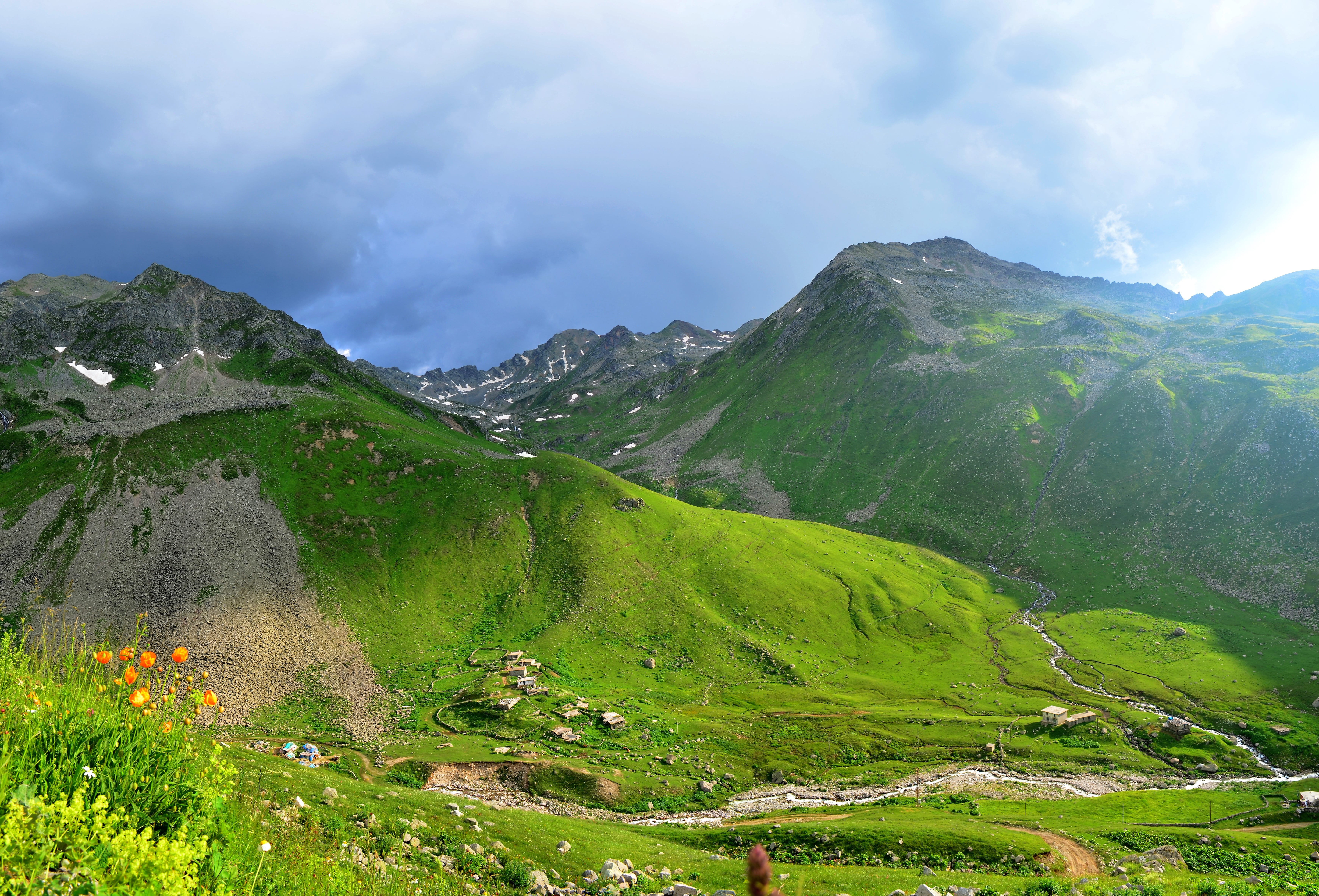 environment, road, scenics, land, clouds, panoramic, highland, natural turkey, Turkey, kaçkars, grassland, rocks, tranquil scene, grass, valley, mountain, HD Wallpaper