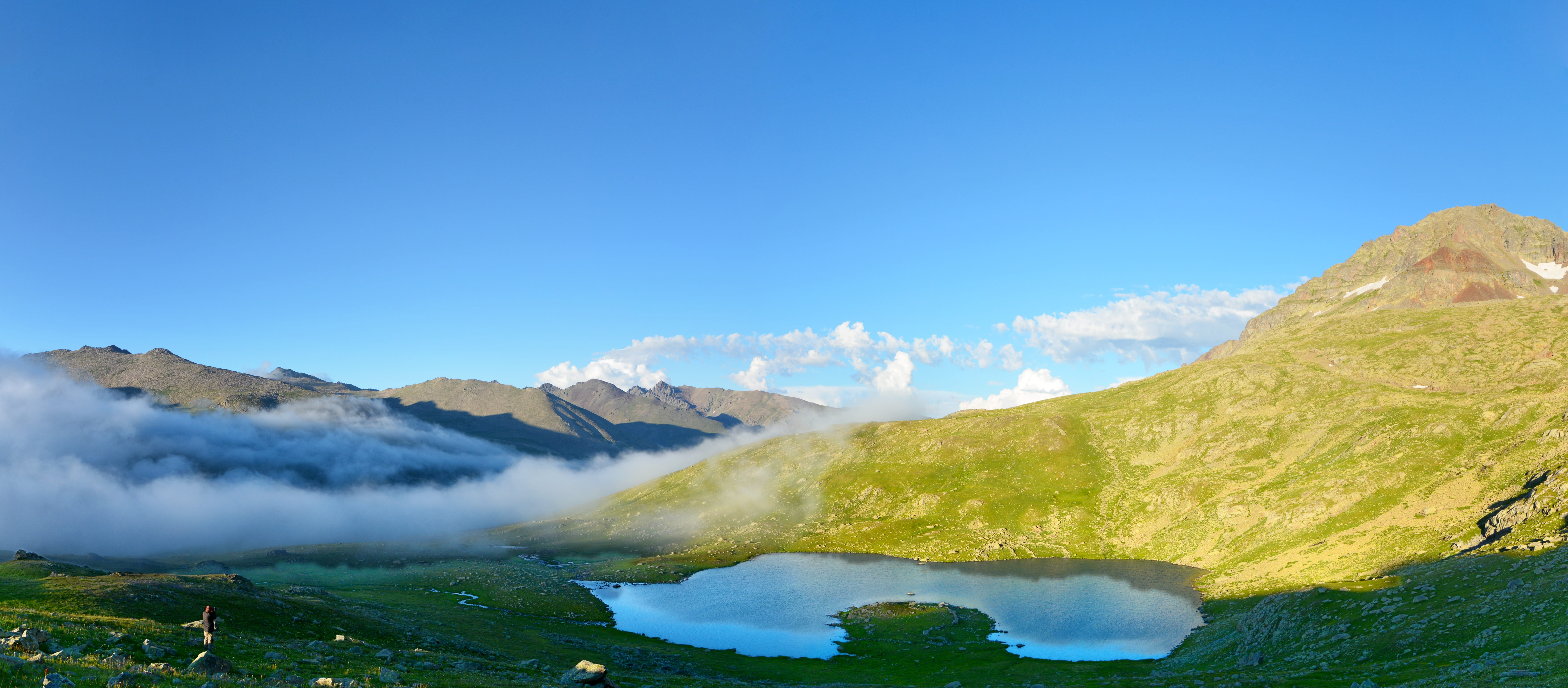 clouds, travel destinations, season, Landscape, mountain peak, from gateway, summer, environment, grassland, natur, ispir, background, rize, green, grass, HD Wallpaper