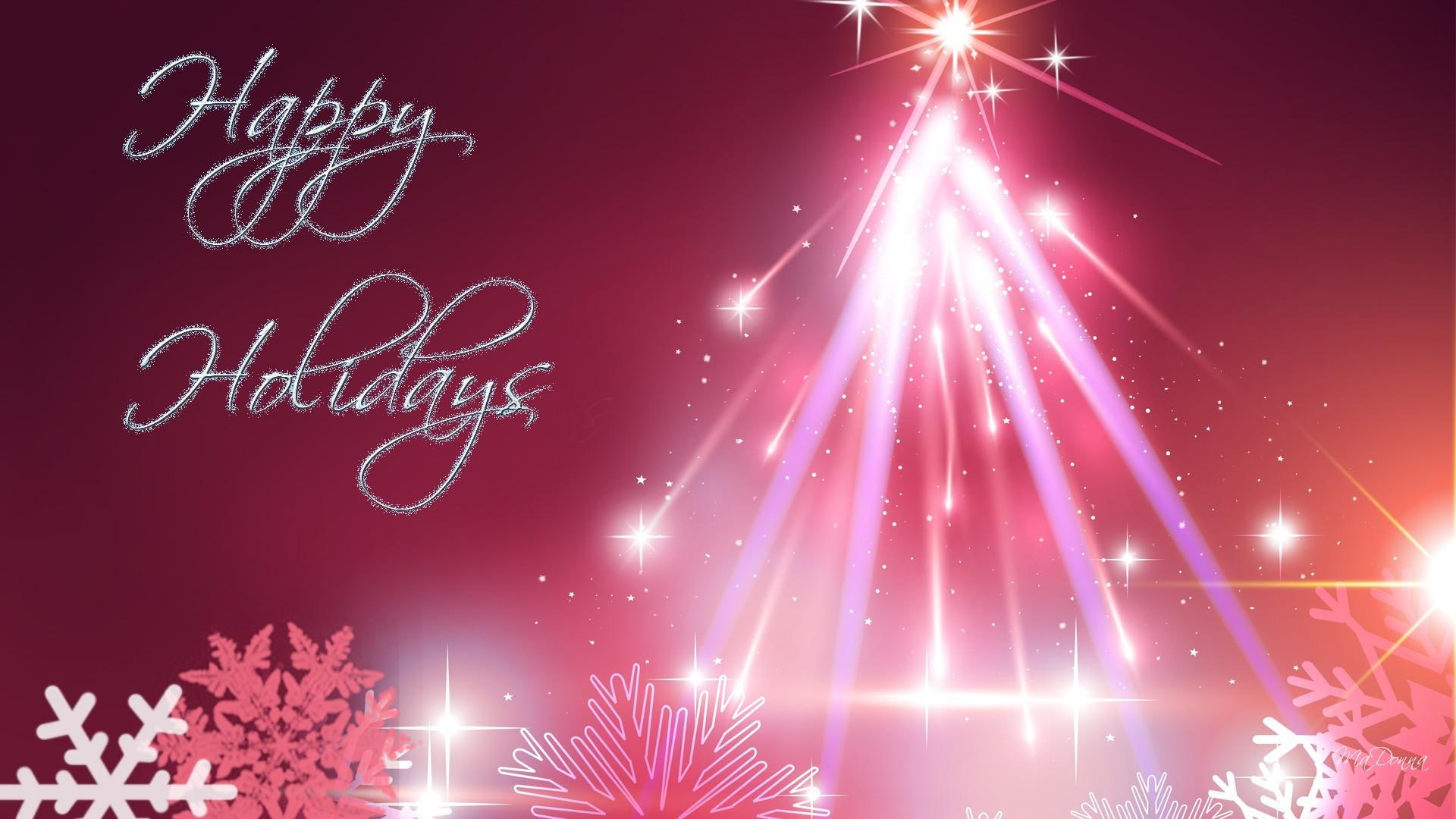 feliz navidad, 3d and, 1080P, text, xmas, abstract, holidays, happy, light, tree, snowflakes, glow, christmas, bright, pink, sparkle, HD Wallpaper