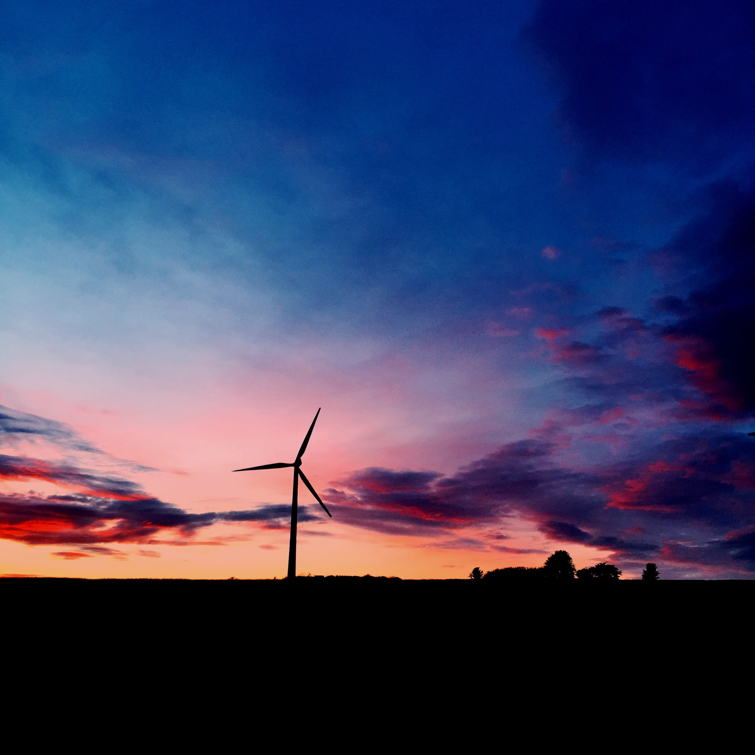 landscape, turbine, sky, beauty in nature, land, dramatic sky, renewable energy, cloud - sky, nature, silhouette, sustainable resources, fuel and power generation, Phone HD Wallpaper