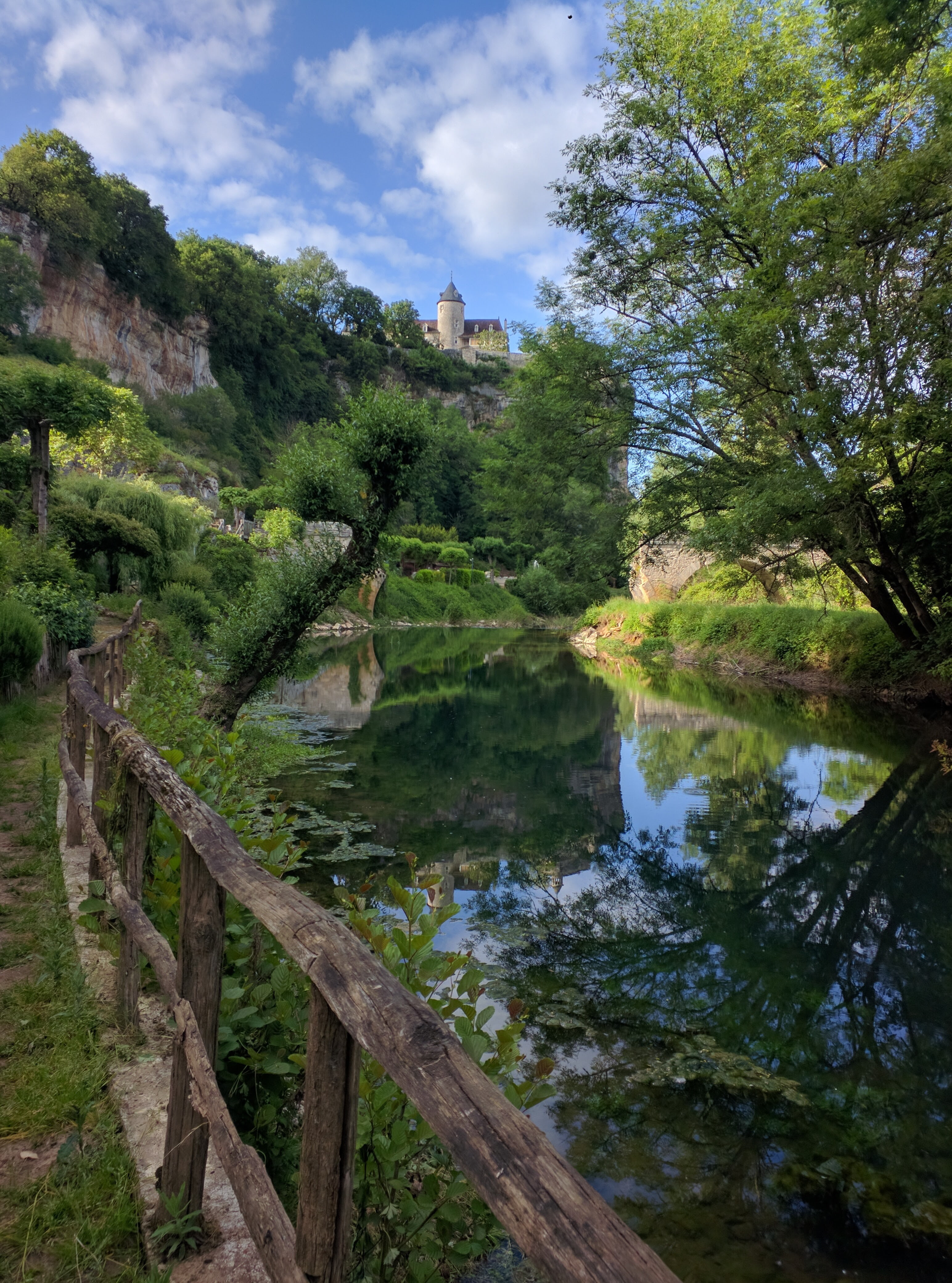 castle, sky, creeks, 4K, Trees, nature, river, wood, Phone HD Wallpaper