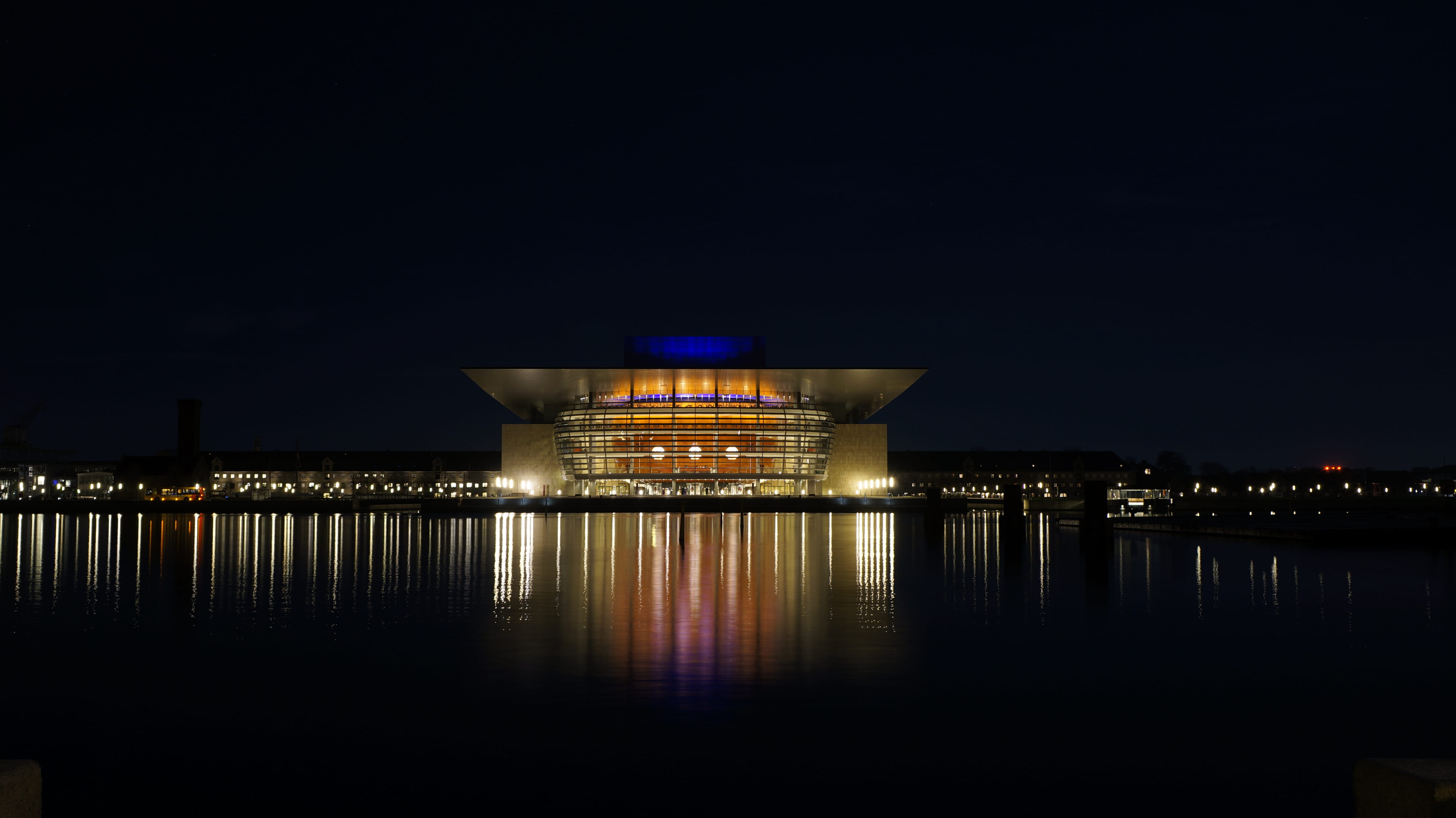 architecture, waterfront, water, illuminated, travel destinations, nature, night, built structure, government, outdoors, reflection, copenhagen, sky, sea, HD Wallpaper
