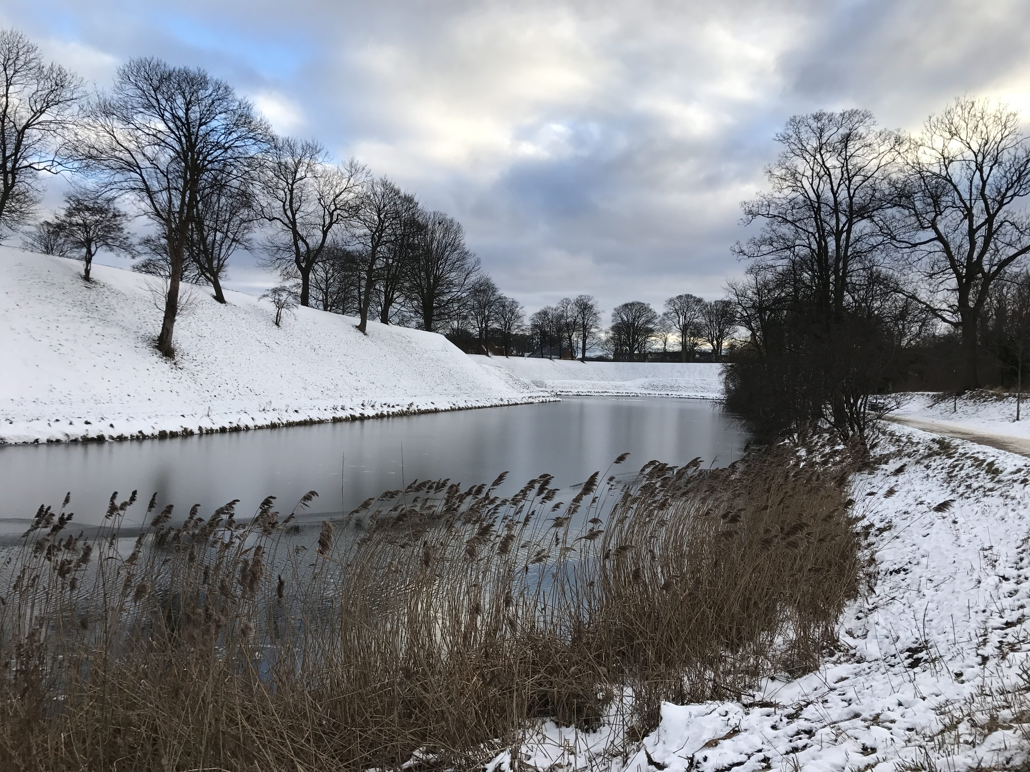non-urban scene, lake, denmark, scenics - nature, frozen, snowcapped mountain, cold temperature, copenhague, winter, nature, bare tree, cloud - sky, tranquil scene, HD Wallpaper