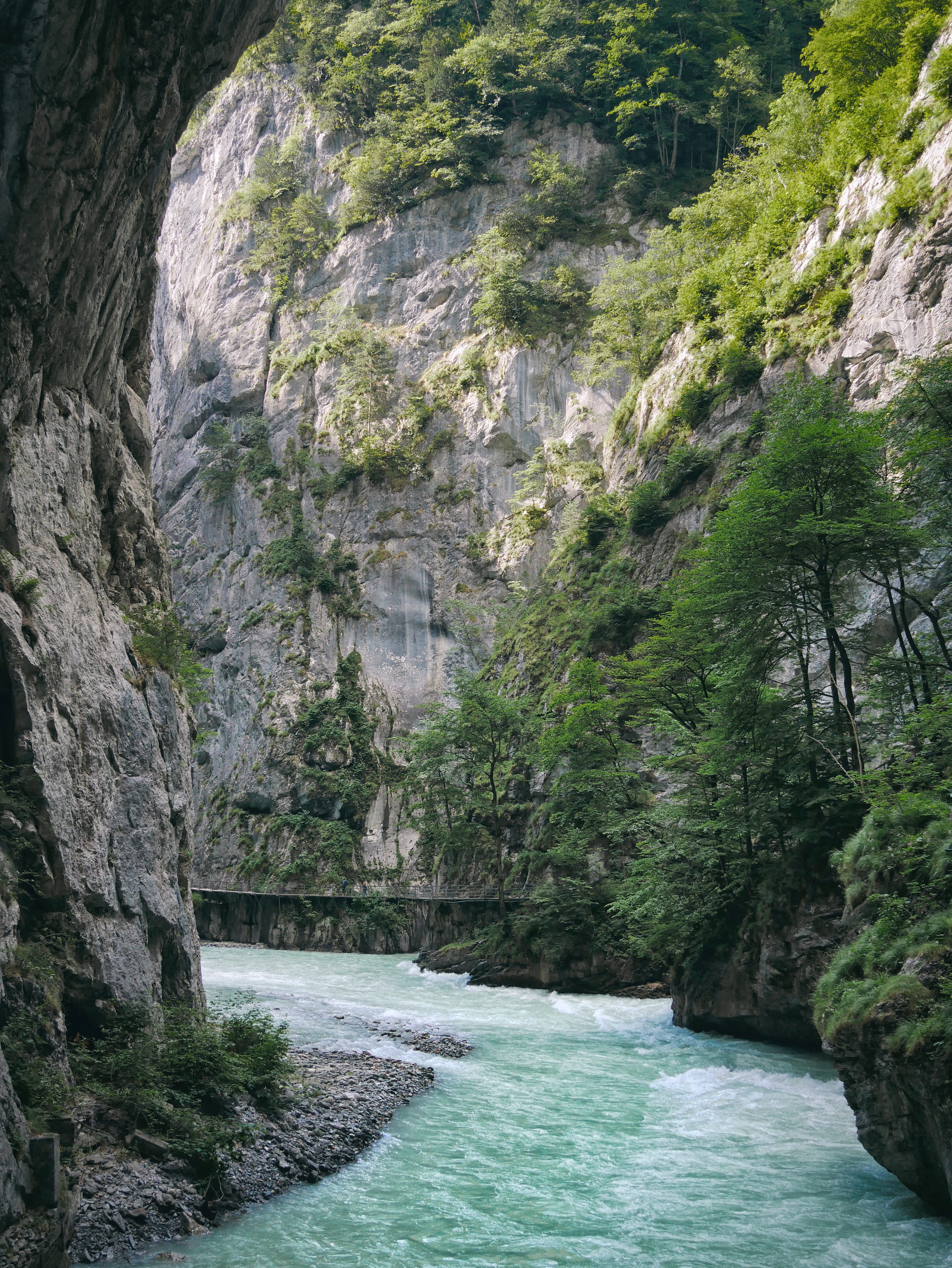 plant, waterfall, promontory, green, cliff, rocky, scenery, beauty in nature, rock - object, built structure, scenics - nature, blue, beach, river, day, Phone HD Wallpaper