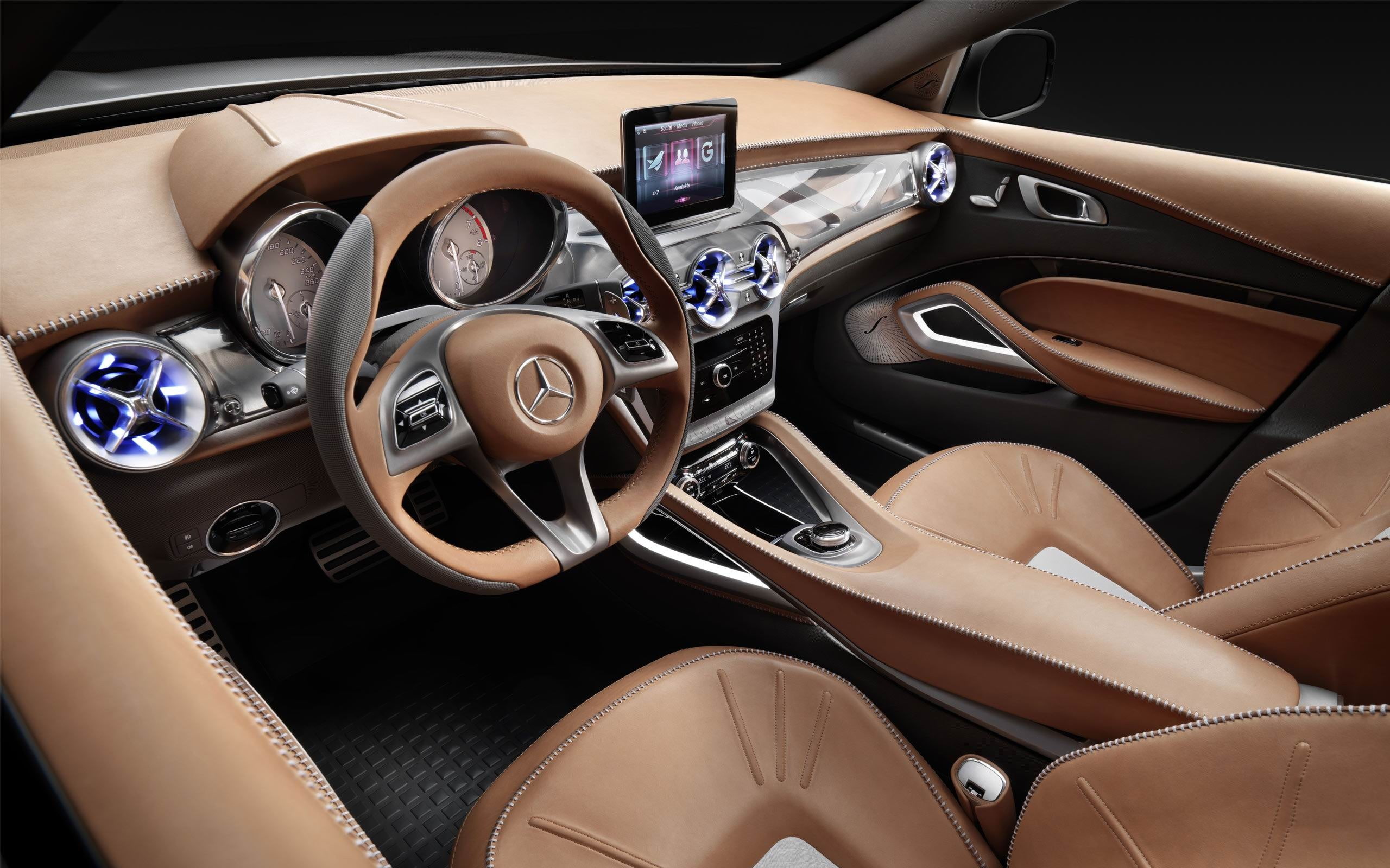 auto, 2K, steering wheel, mercedes, wal, hd, concept, car, gearshift, travel, no people, seat, dashboard, vehicle interior, land vehicle, control panel, HD Wallpaper