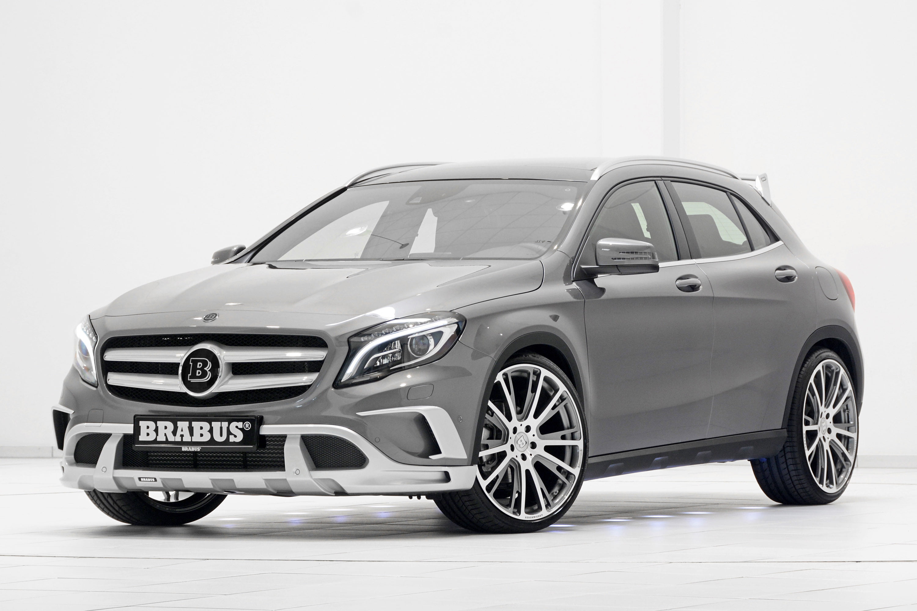 modern, tire, side View, sports Utility Vehicle, wheel, front View, design, clear sky, tuning, land Vehicle, gla, brabus, white, studio shot, street, hatchback, HD Wallpaper