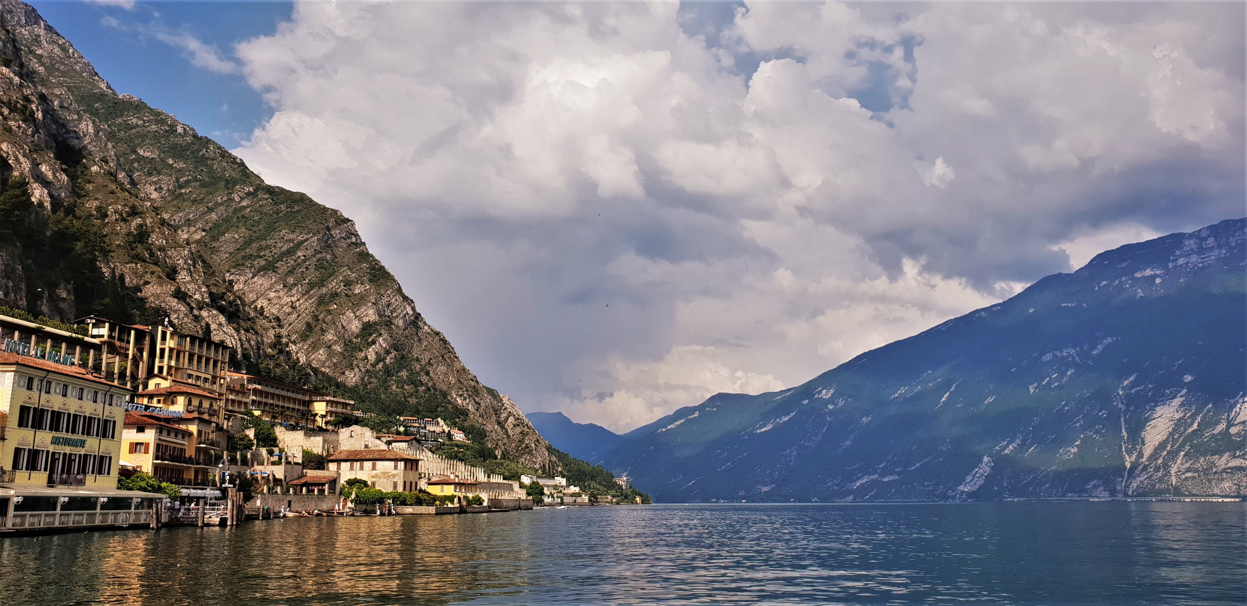 city, 4K, cloud - sky, house, mountain range, no people, scenics - nature, idyllic, travel destinations, architecture, nautical vessel, landscape, water, HD Wallpaper