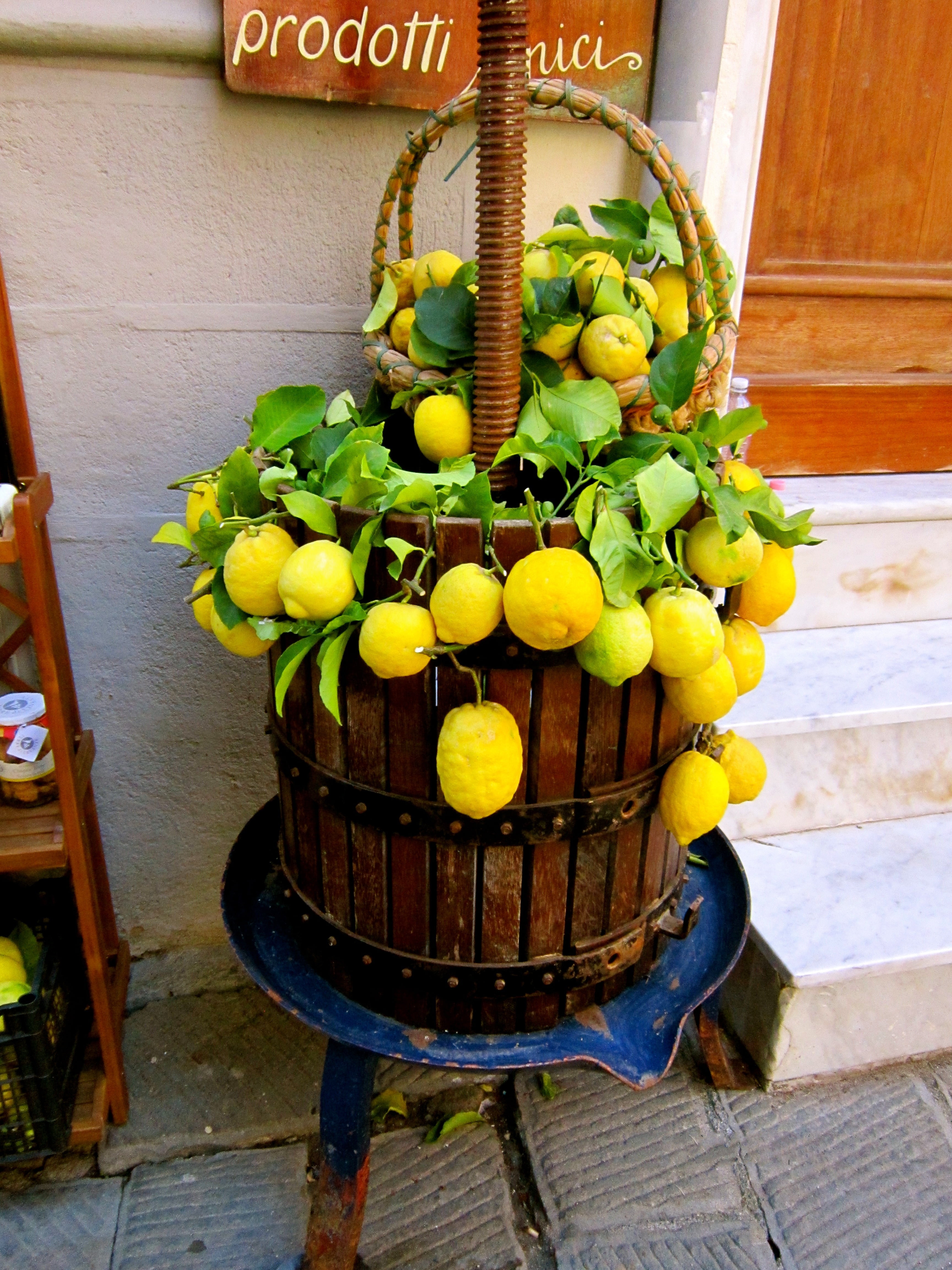 italy, close-up, yellow, still life, citrus, wood - material, traditional, green color, healthy eating, outdoors, day, no people, mediterranean, basket, Phone HD Wallpaper