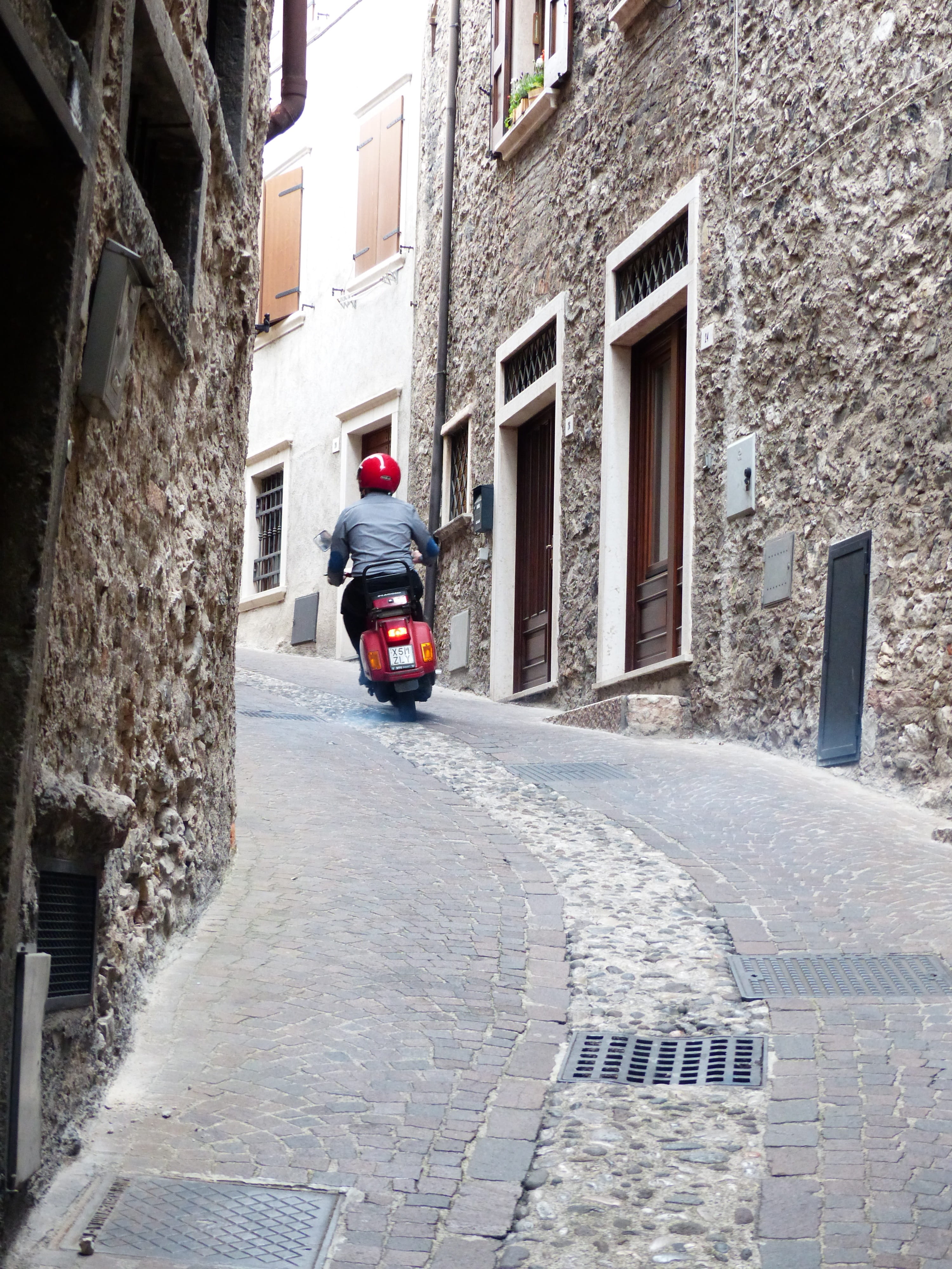 outdoors, cobblestone street, transportation, speed, one man only, town, the way forward, built structure, 4K, day, people, limone, house, building Exterior, Phone HD Wallpaper