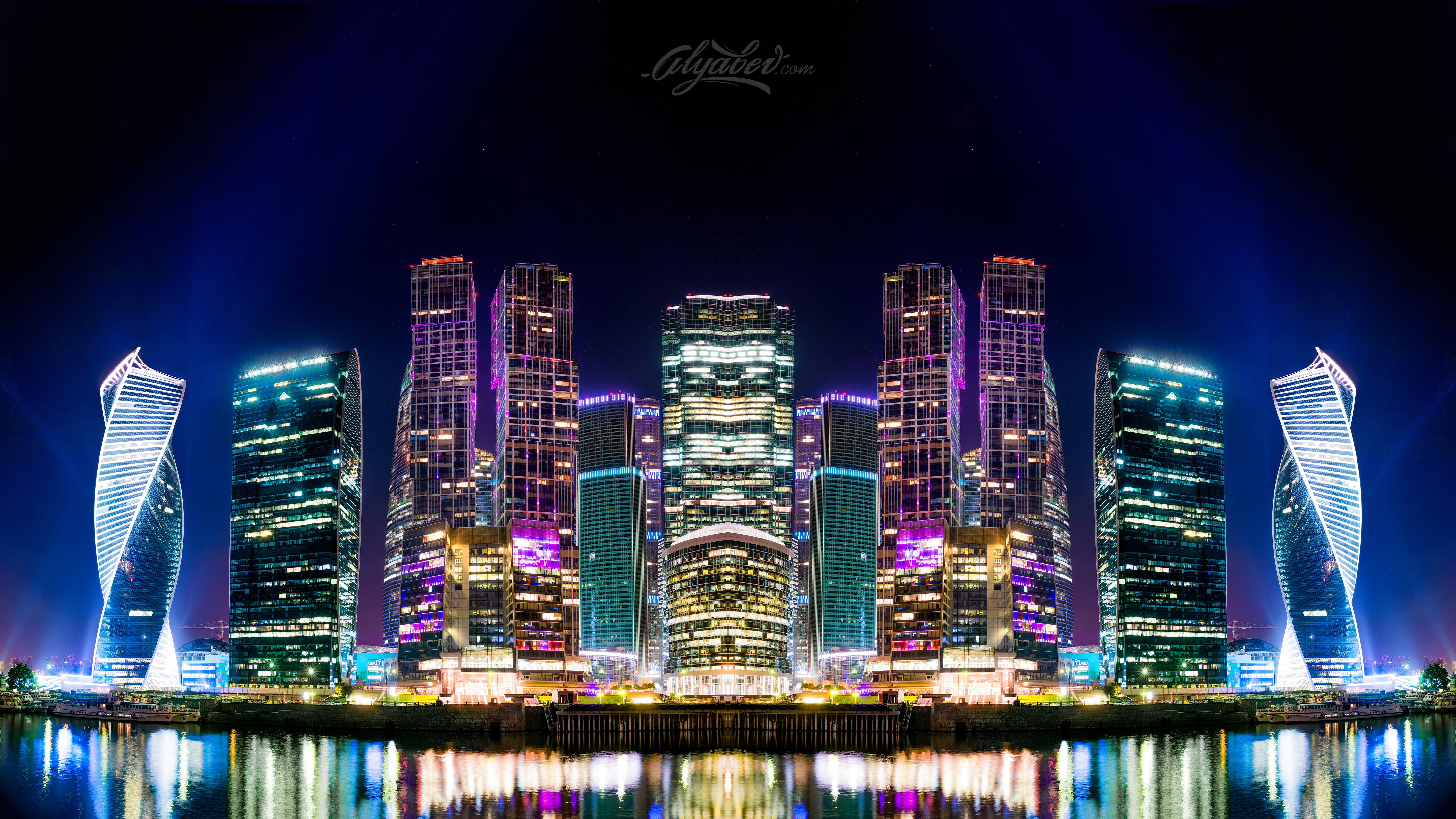 city, Russia, Skyline, never, Nightlife, Reflections, Capital, 5K, 5K, sleeps, Moscow, Nightscape, HD Wallpaper