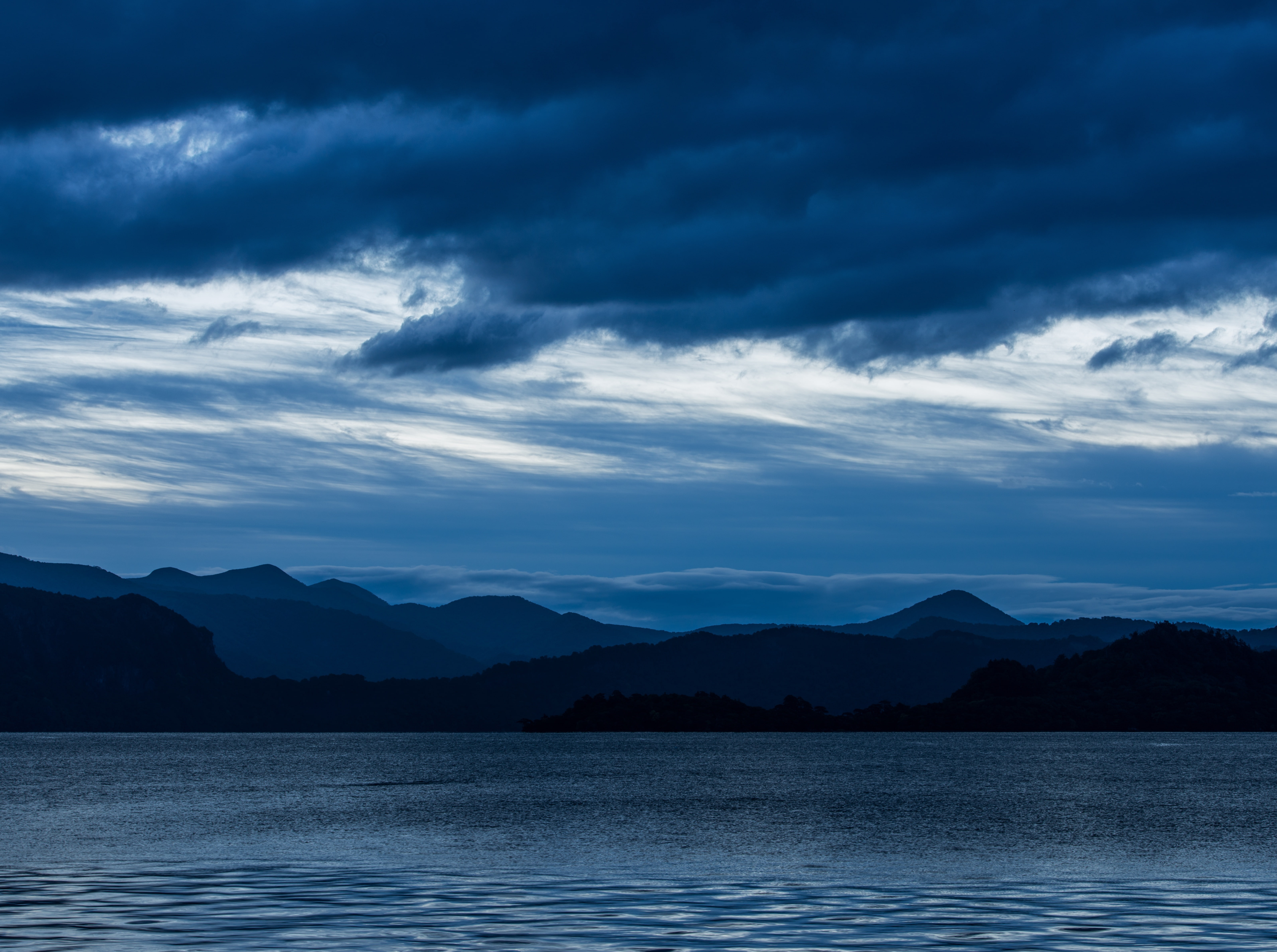 silhouette, aomori, kazuno, Lake, idyllic, cloud - sky, beauty in nature, tranquil scene, akitaprefecture, sea, kazunodistrict, towadalake, painting, Nature, HD Wallpaper