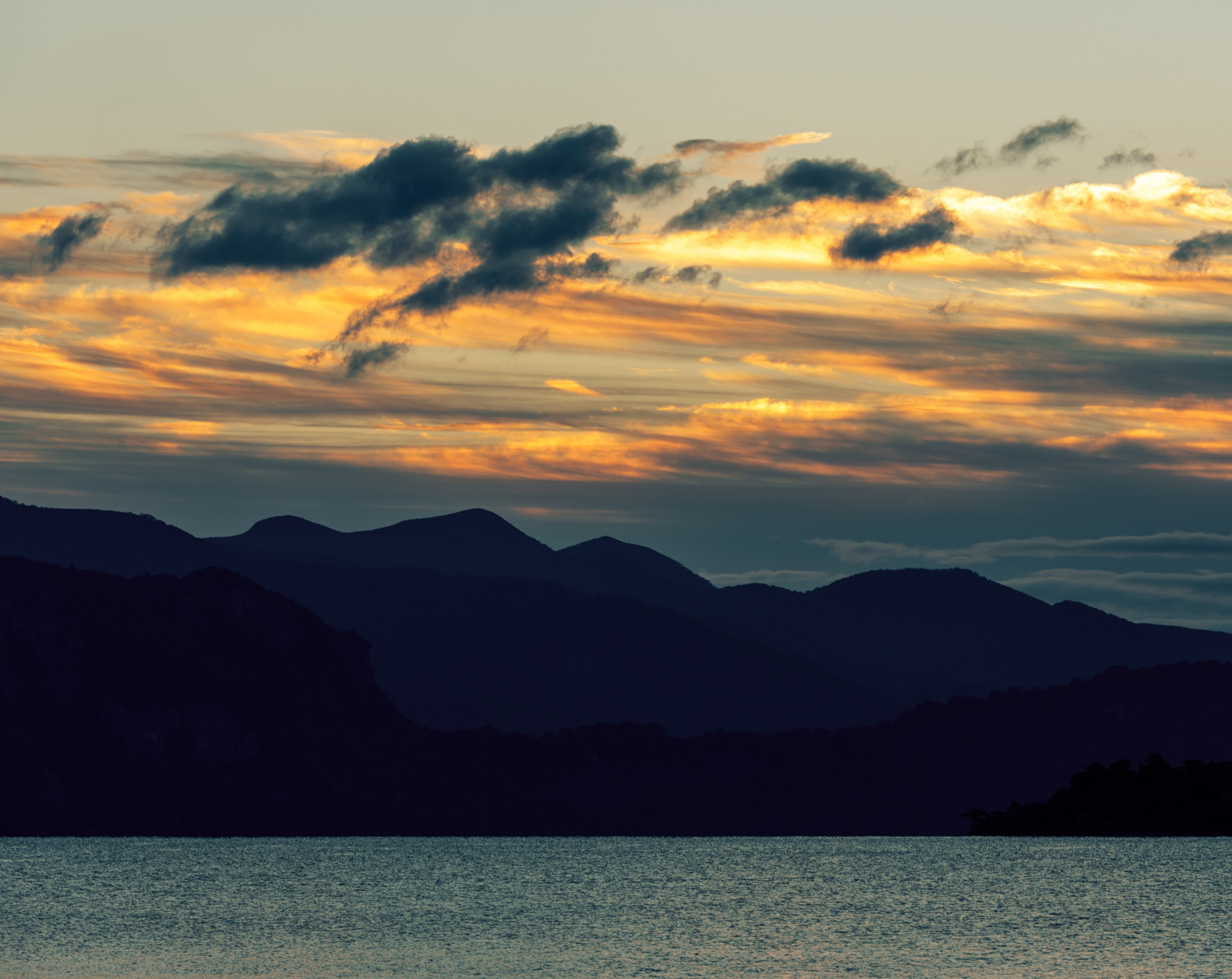 pwpartlycloudy, towada, cloud - sky, 5K, kazuno, Nature, Water, kosakamachi, kazunodistrict, kazunogun, Japan, Mountains, fire, scenics - nature, non-urban scene, HD Wallpaper