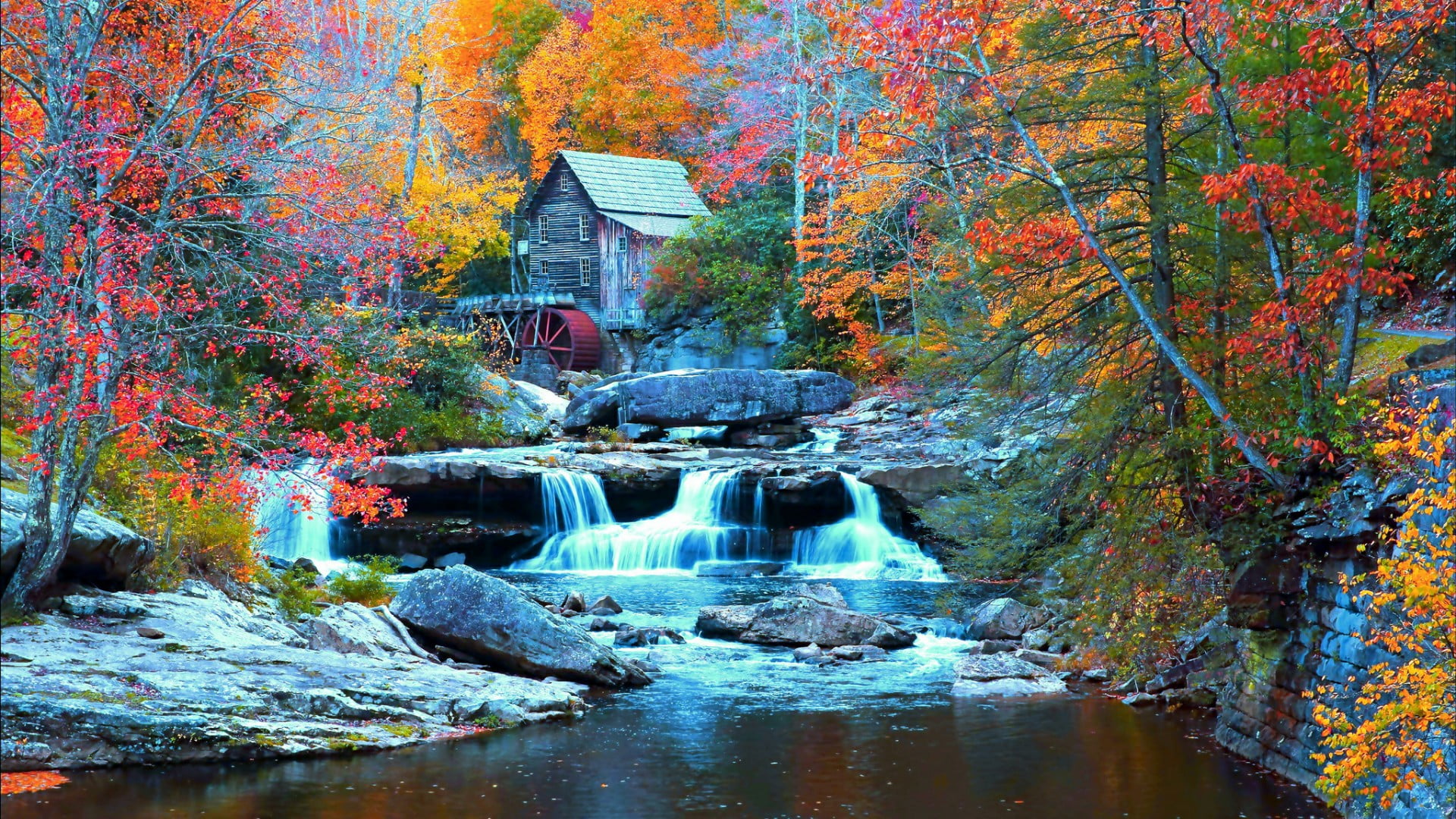 flowing, day, land, power in nature, running water, glade creek grist mill, waterfall, historic, babcock state park, scenics - nature, stream - flowing water, HD Wallpaper