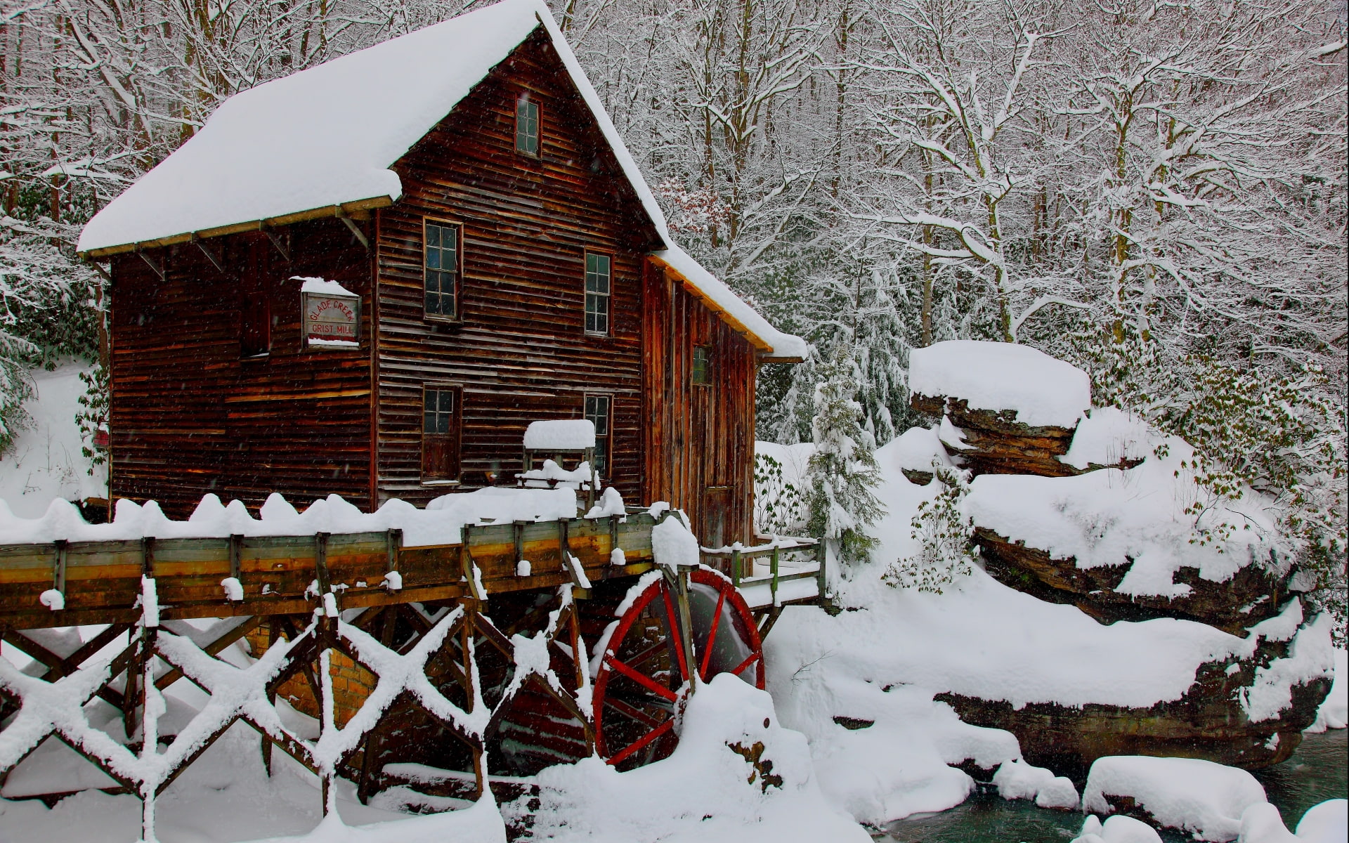 1080P, winter, mill, grist, HD Wallpaper