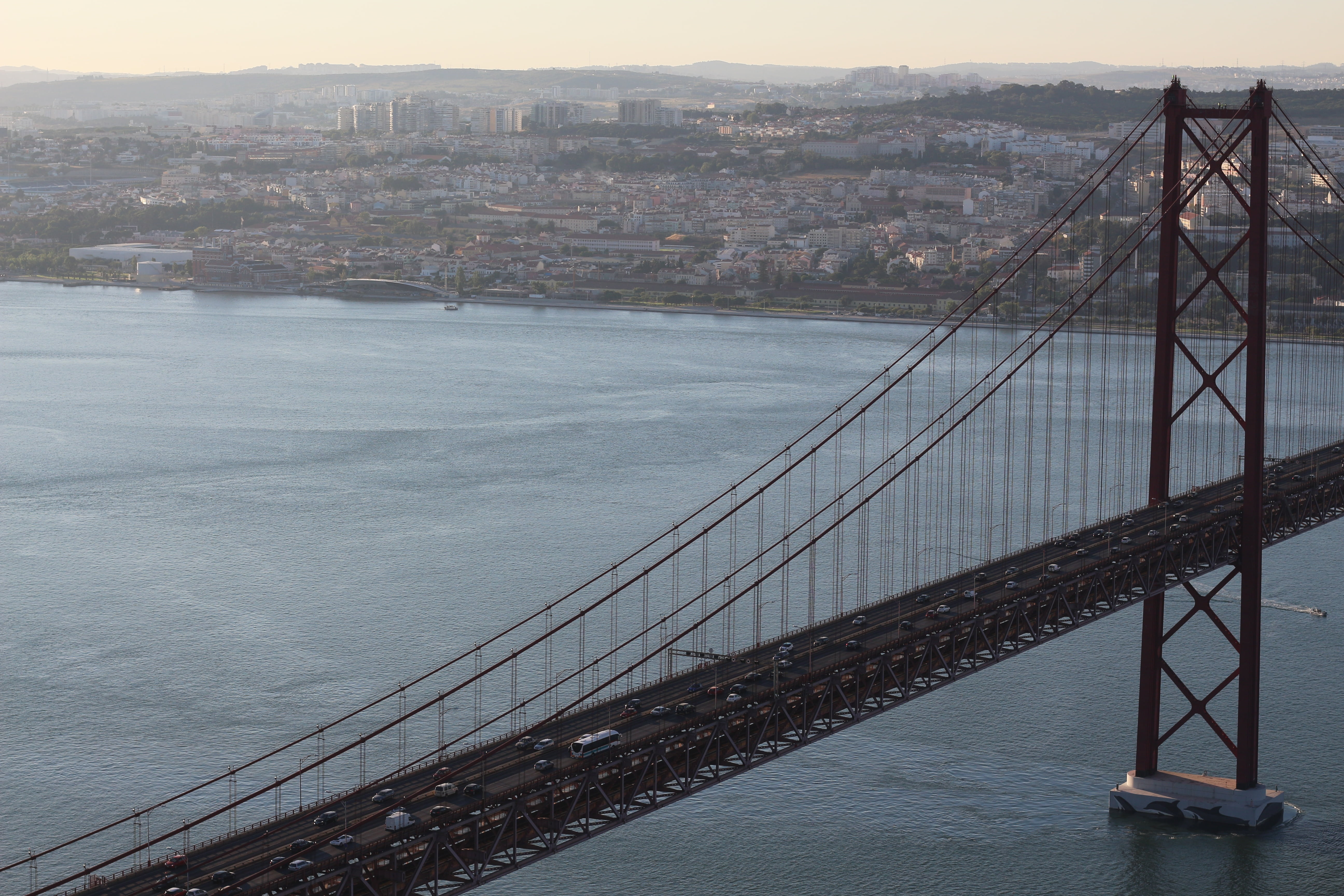 building, cityscape, april 25, connection, city, transportation, bridge april 25, 5K, built structure, sky, bridge, building exterior, river, nature, suspension bridge, HD Wallpaper
