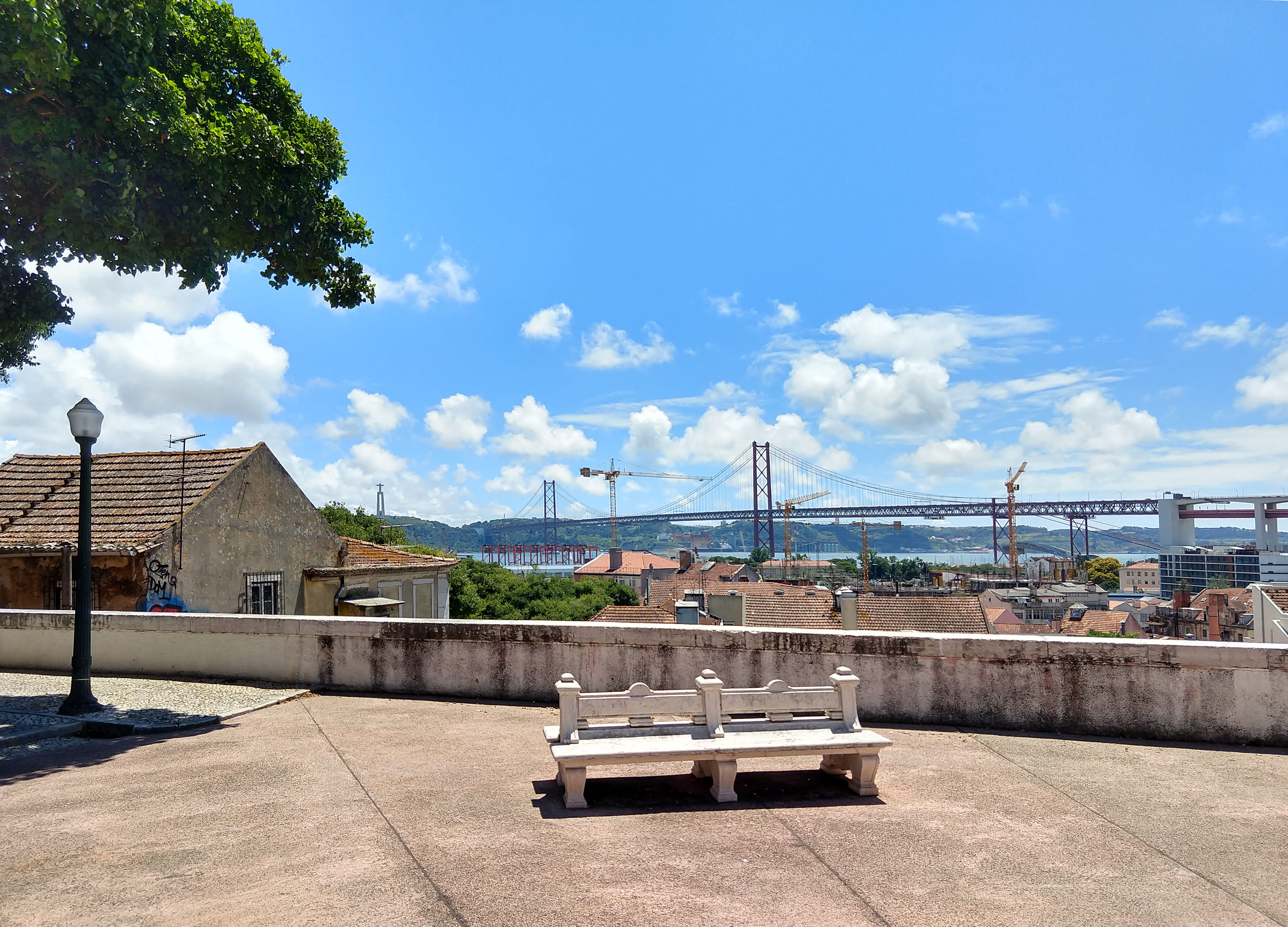 outdoor, stone, building, built structure, sky, lisbon, shadow, city, street light, overlook, building exterior, christ statue, water, cloud - sky, seat, HD Wallpaper