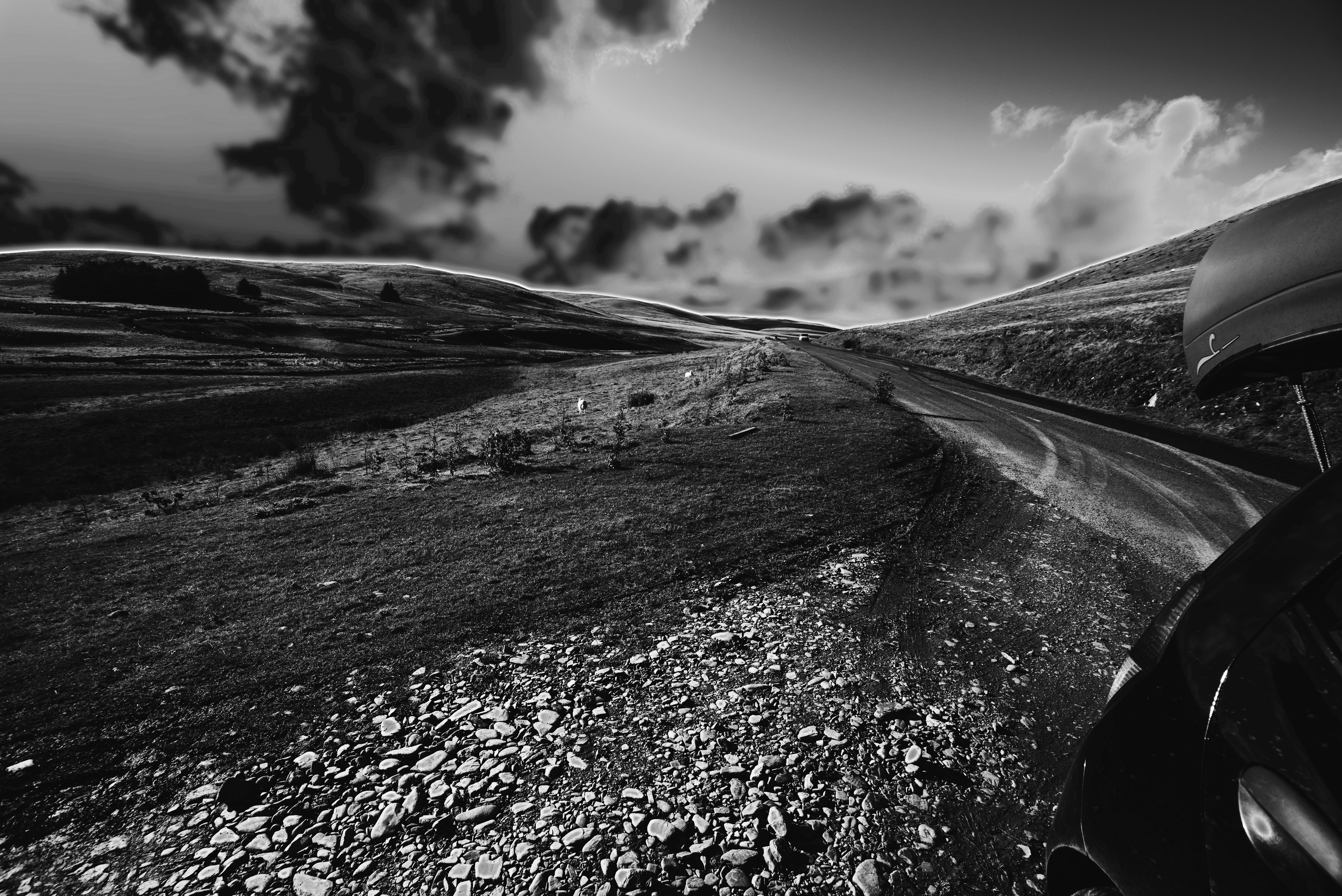 wild, land, outdoors, travel, beauty in nature, black and white, 5K, environment, sky, nature, landscape, powys, cloud - sky, rhayader, scenics - nature, HD Wallpaper