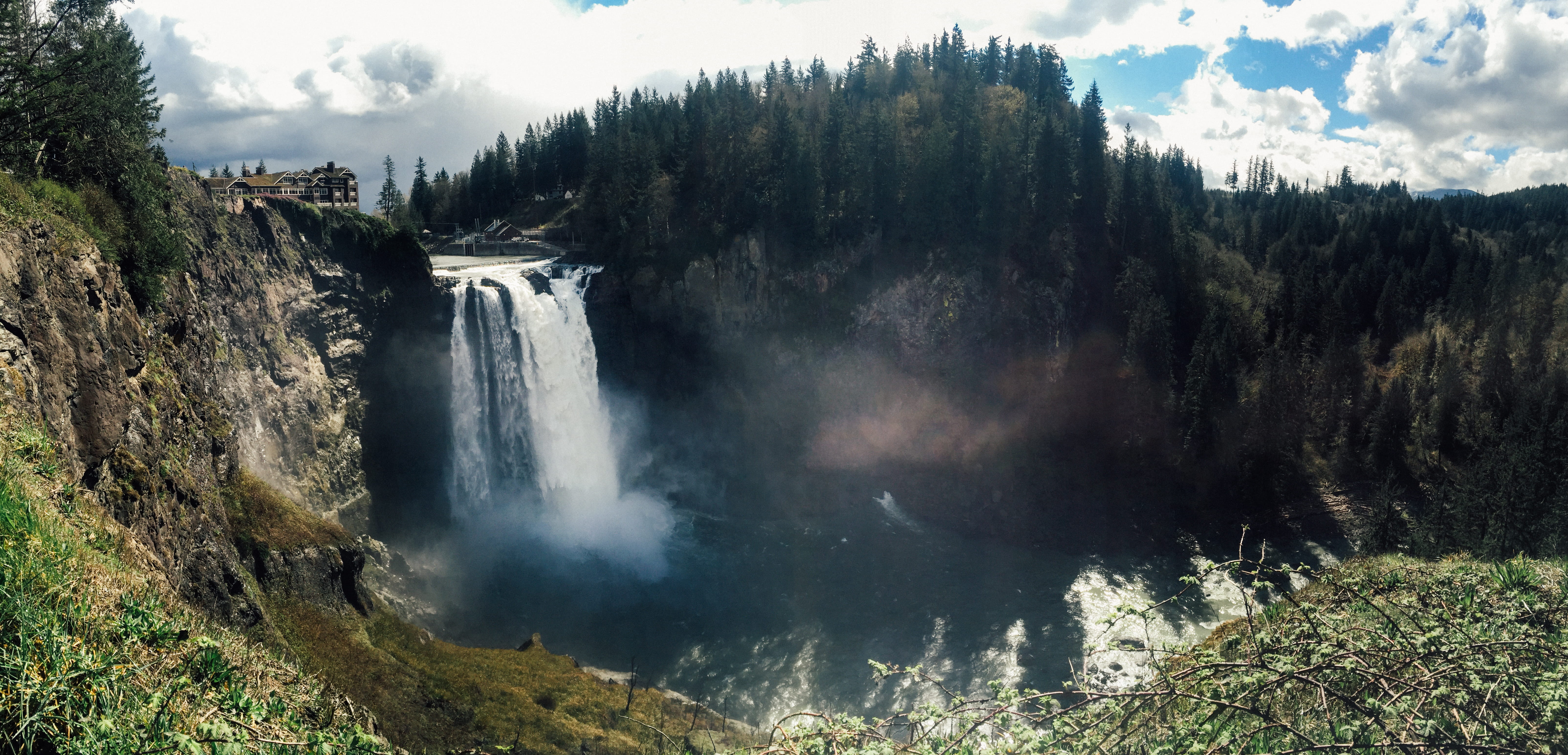 outdoors, growth, trees, non-urban scene, power in nature, tree, flowing, cliff, snoqualmie, washington, tranquility, forest, long exposure, 5K, cliffs, HD Wallpaper
