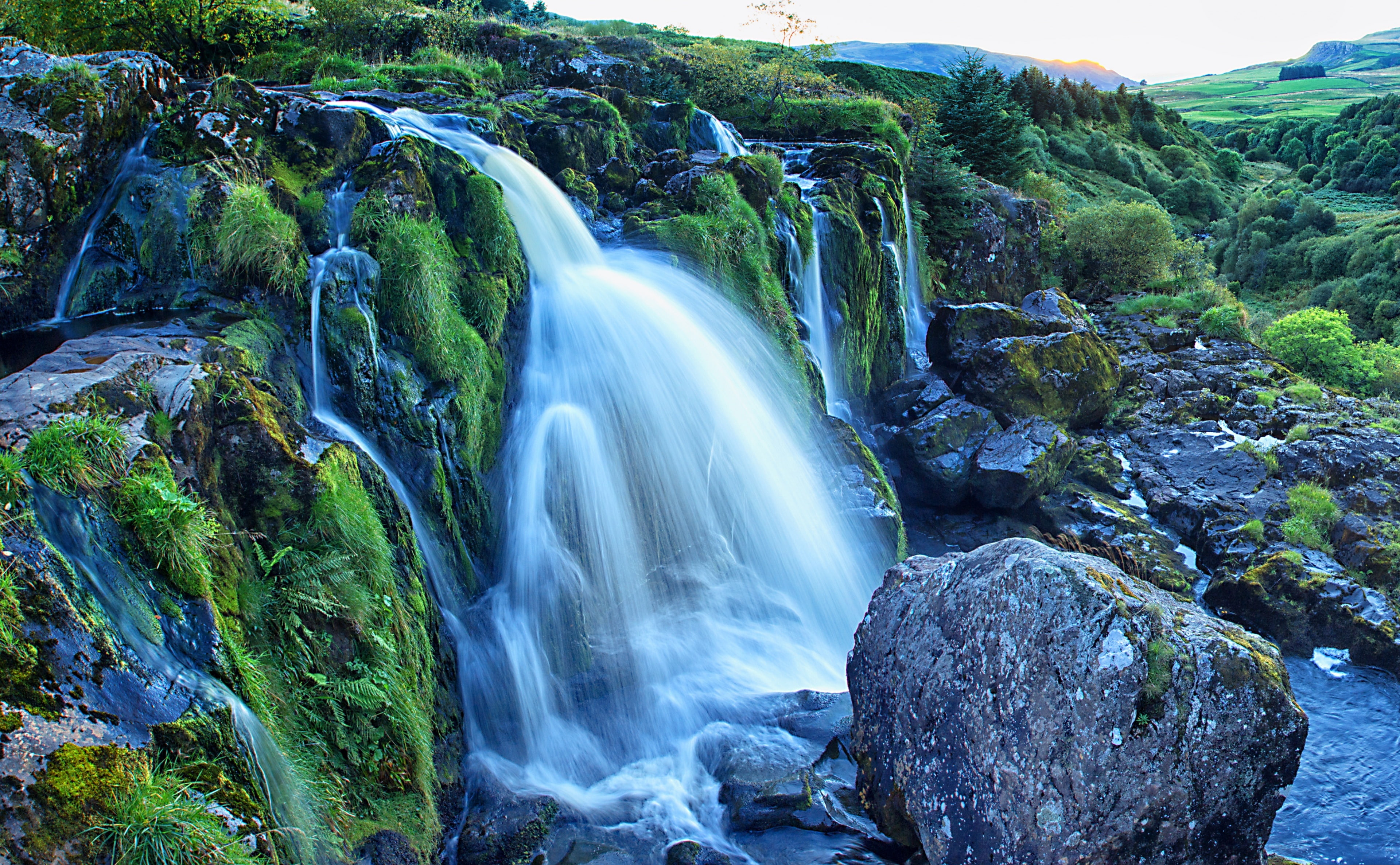 flowing water, long exposure, solid, extraordinary, remarkable, flowing, Europe, Amazing, loup, stirlingshire, Outdoors, idyllic, fintry, motion, Landscape, HD Wallpaper