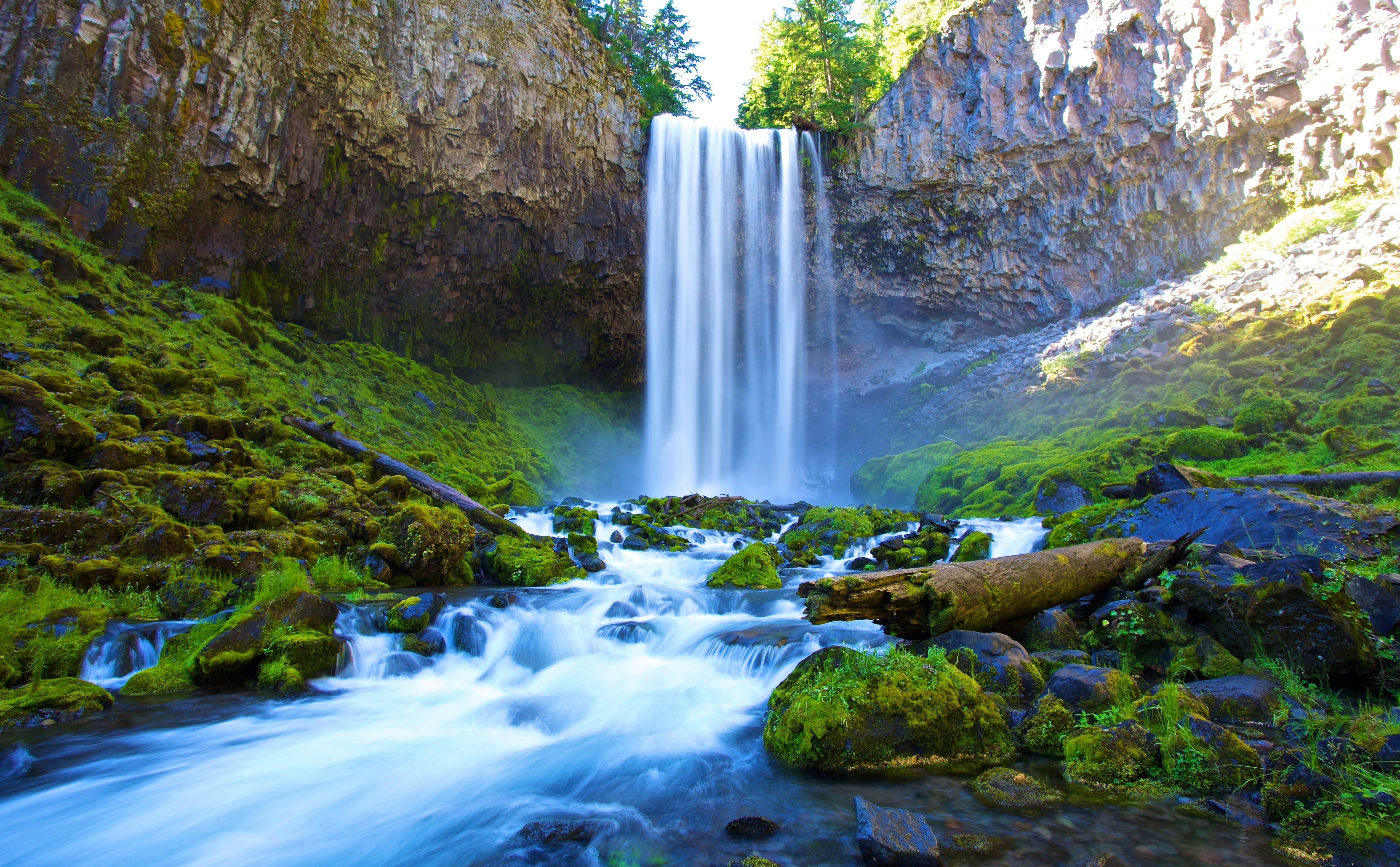 Waterfall, hood river, 5K, Summer, United States, falling, Oregon, River, Hood, long exposure, Water, HD Wallpaper